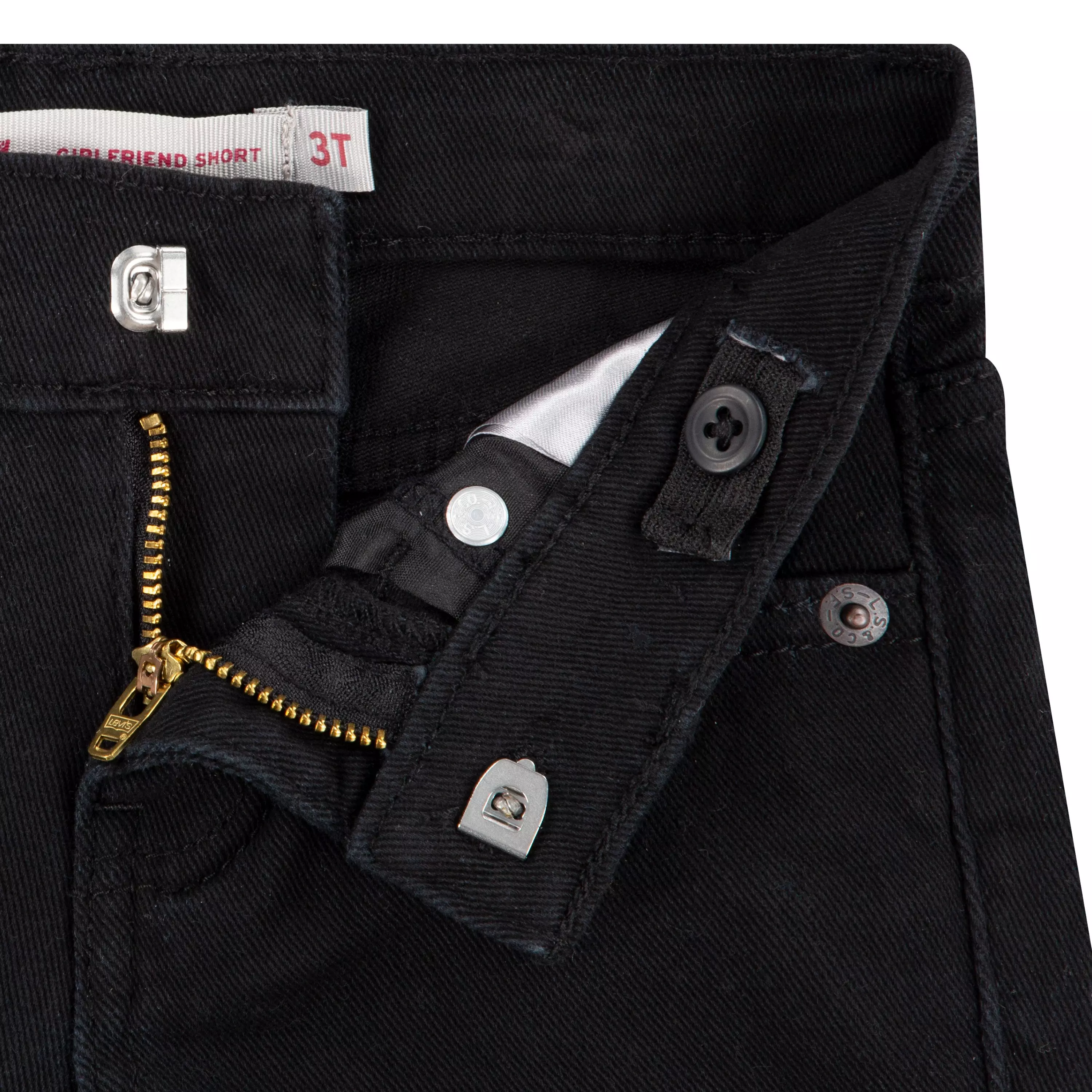 Levi's Toddler Girls' Girlfriend Fit Roll-Up Black Wash Denim Shorty Shorts - BLACK