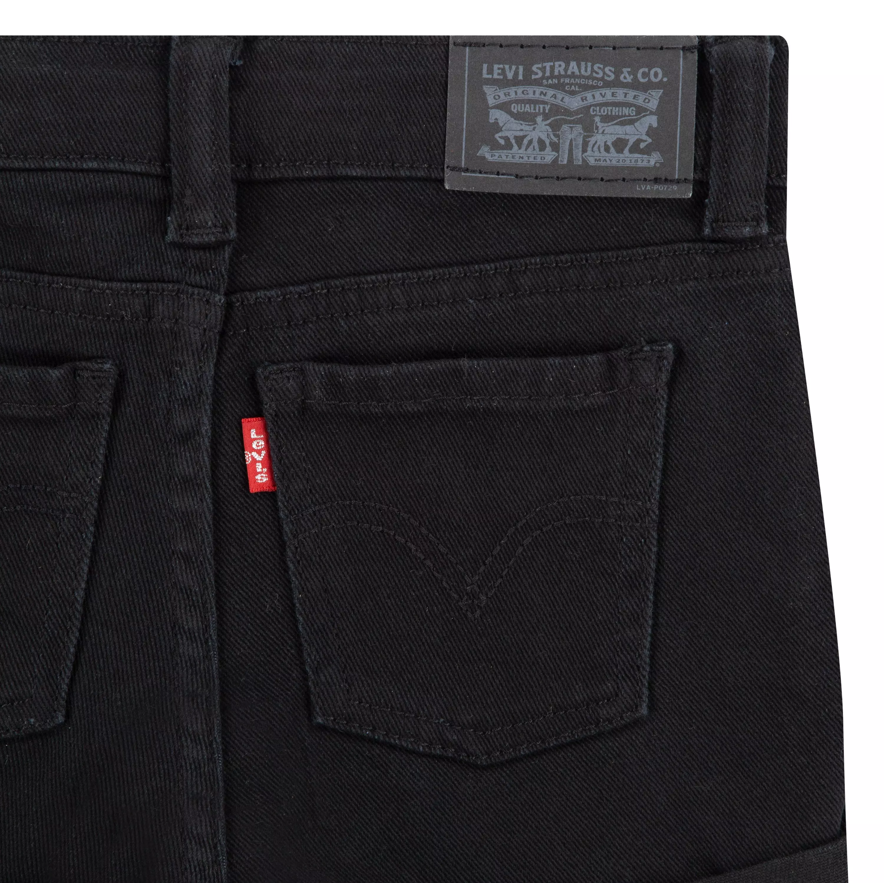 Levi's Toddler Girls' Girlfriend Fit Roll-Up Black Wash Denim Shorty Shorts - BLACK