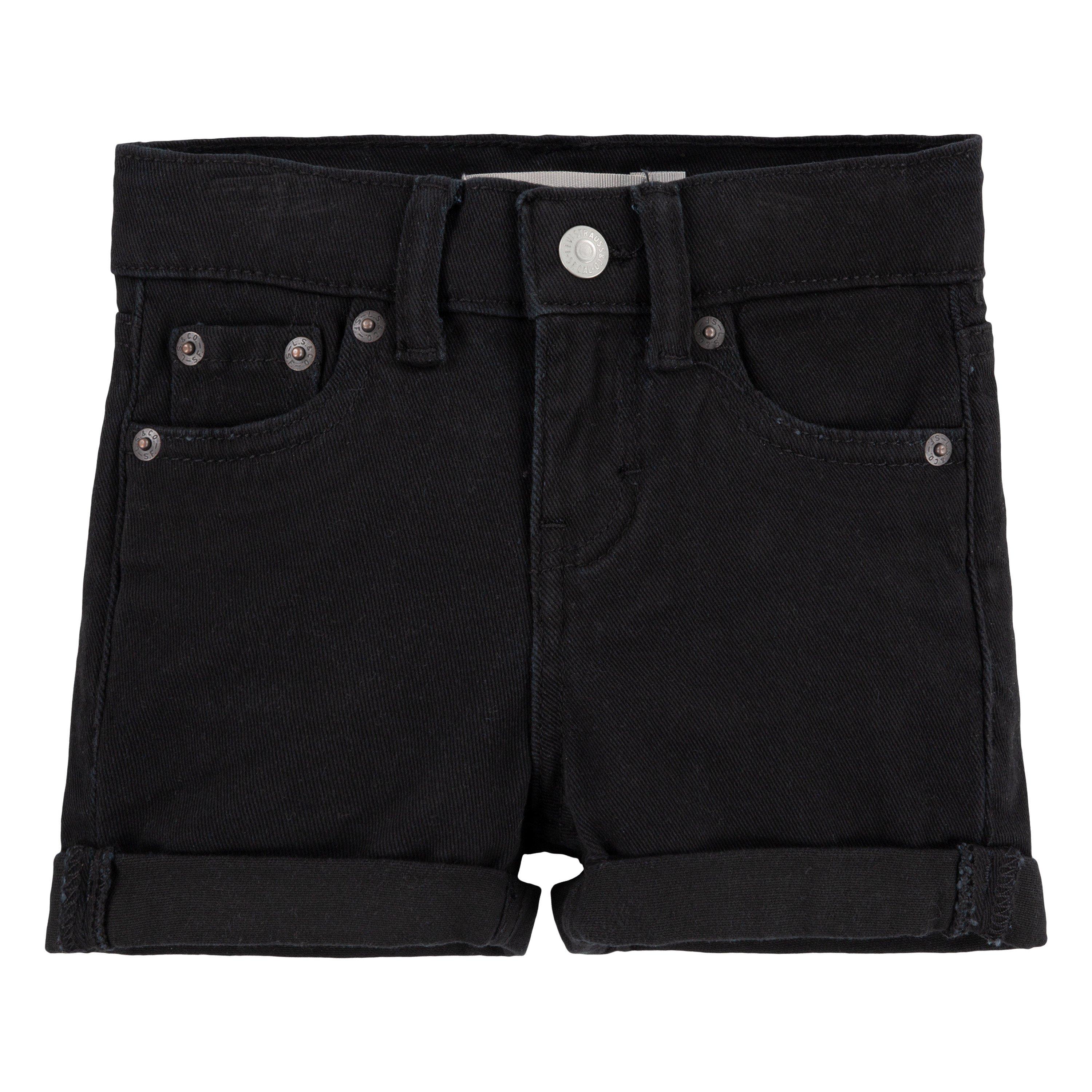 Levi's Toddler Girls' Girlfriend Fit Roll-Up Black Wash Denim Shorty Shorts - BLACK Thumbnail View 7