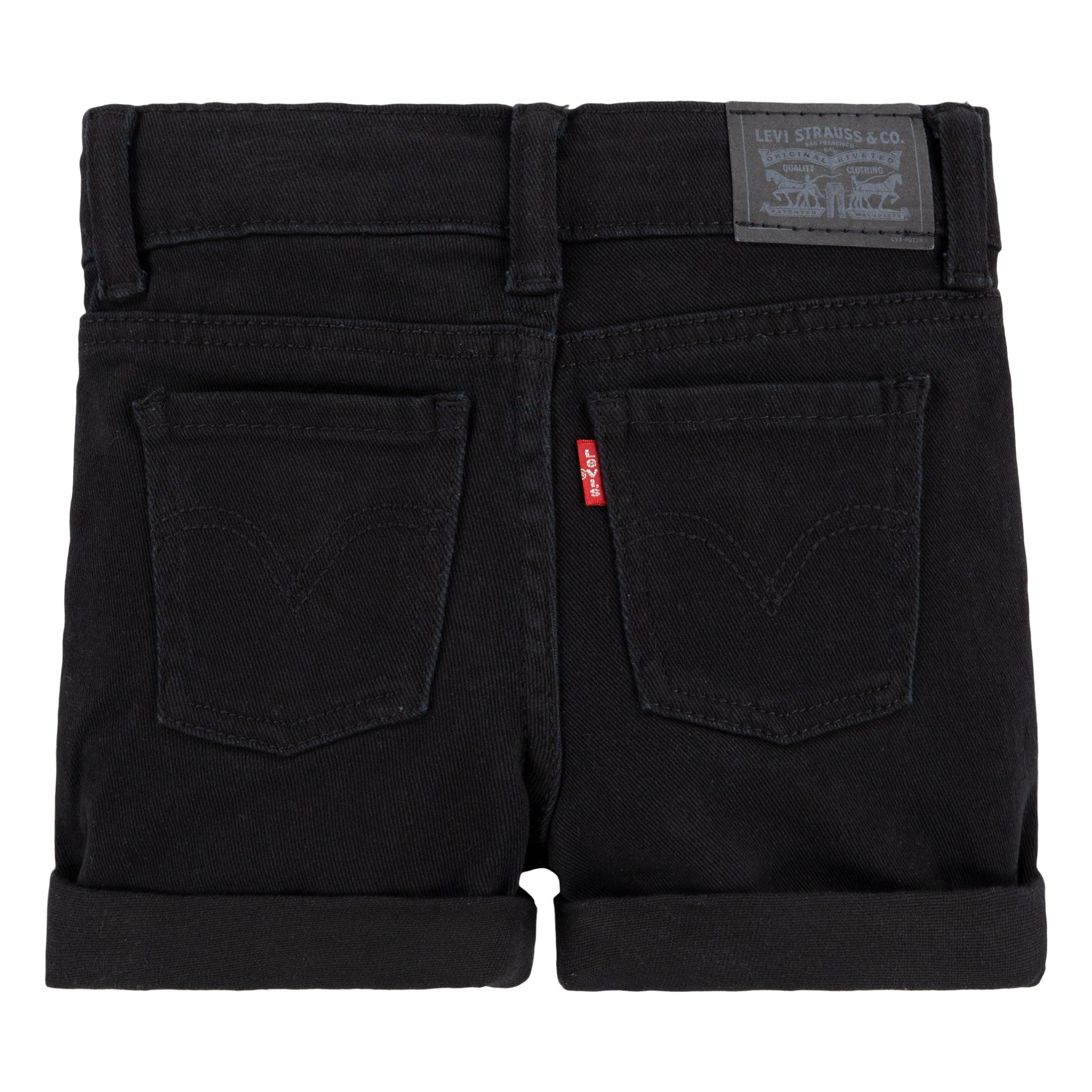 Levi's Toddler Girls' Girlfriend Fit Roll-Up Black Wash Denim Shorty Shorts - BLACK Thumbnail View 8