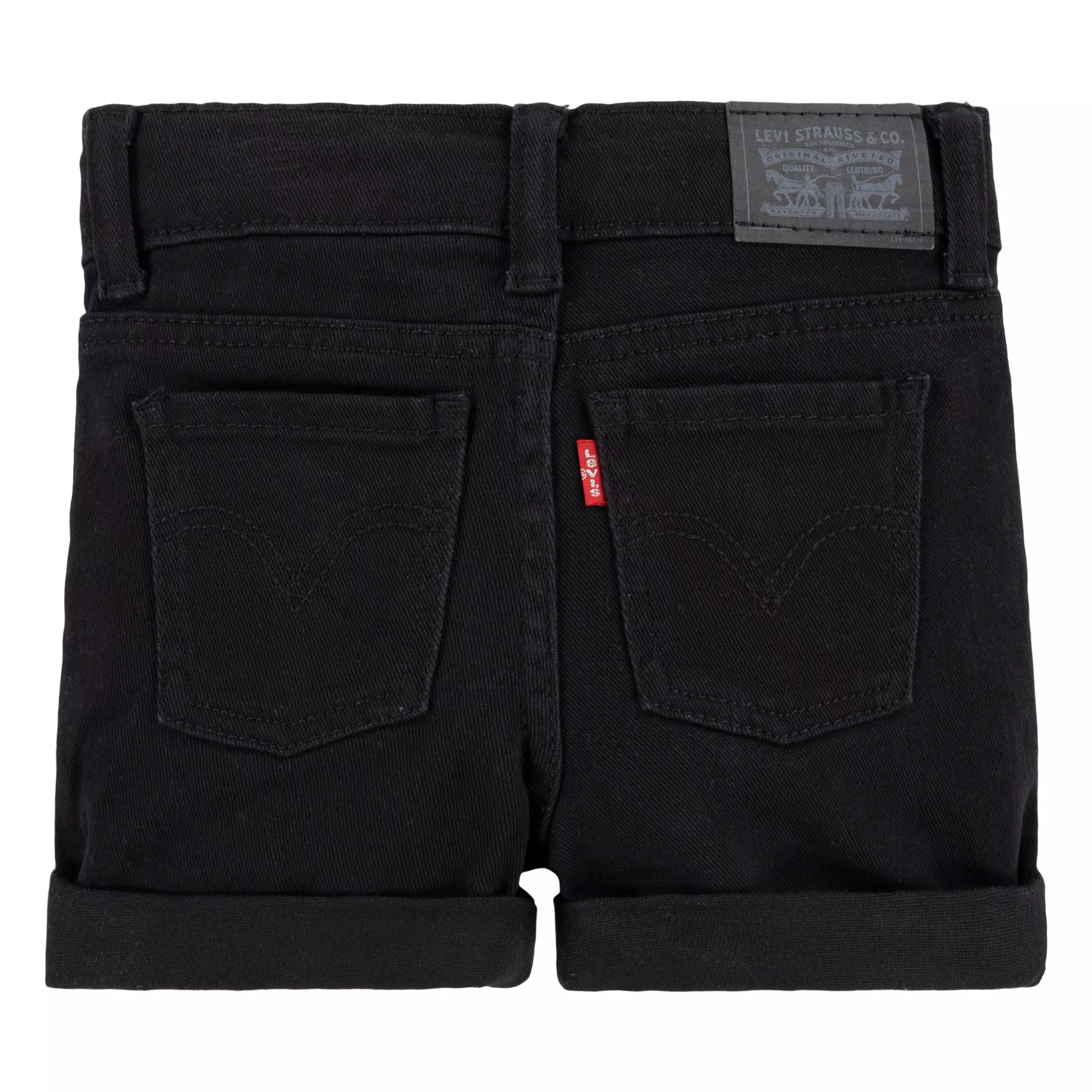 Levi's Toddler Girls' Girlfriend Fit Roll-Up Black Wash Denim Shorty Shorts - BLACK