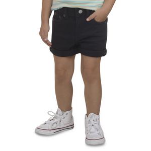 Levi's Toddler Girls' Girlfriend Fit Roll-Up Black Wash Denim Shorty Shorts