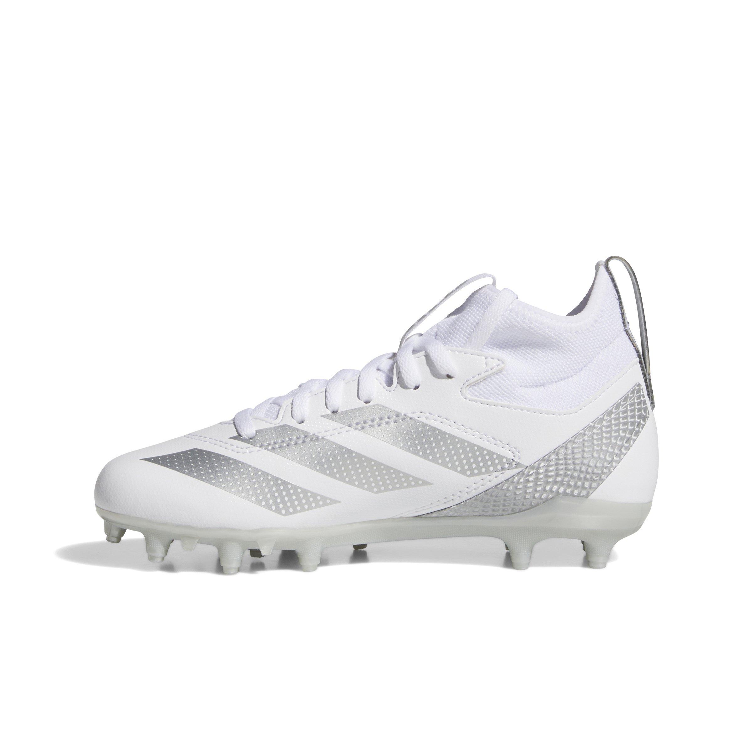 adidas Adizero Impact.2 Grade School Kids' "Cloud White/Silver Metallic" Football Cleat
