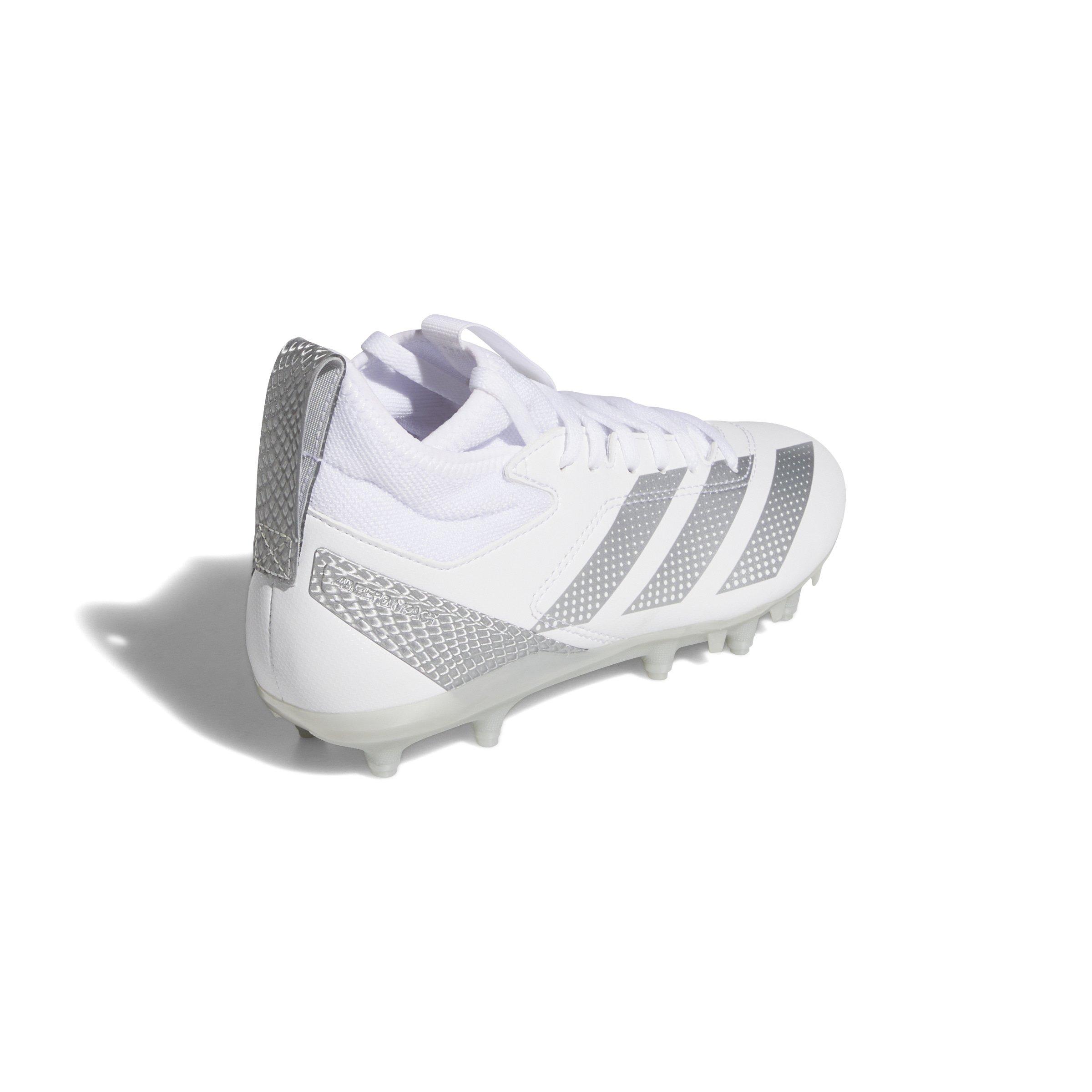 adidas Adizero Impact.2 Grade School Kids' "Cloud White/Silver Metallic" Football Cleat