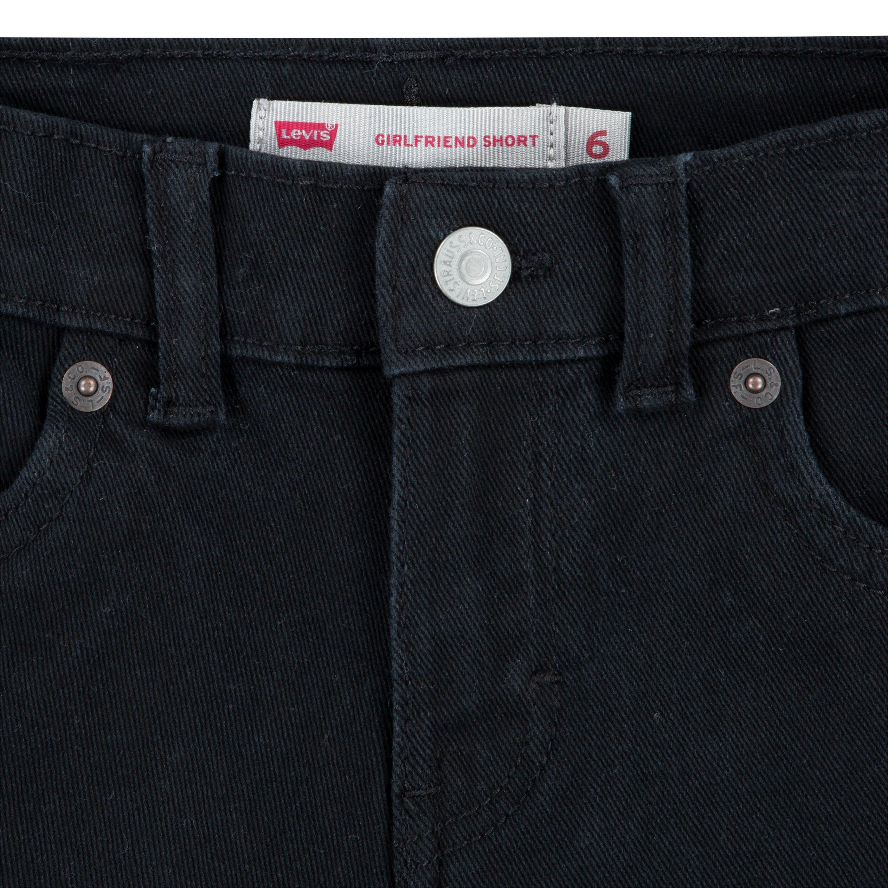 Levi's Little Girls' Girlfriend Fit Roll-Up Black Wash Denim Shorty Shorts - BLACK Thumbnail View 4