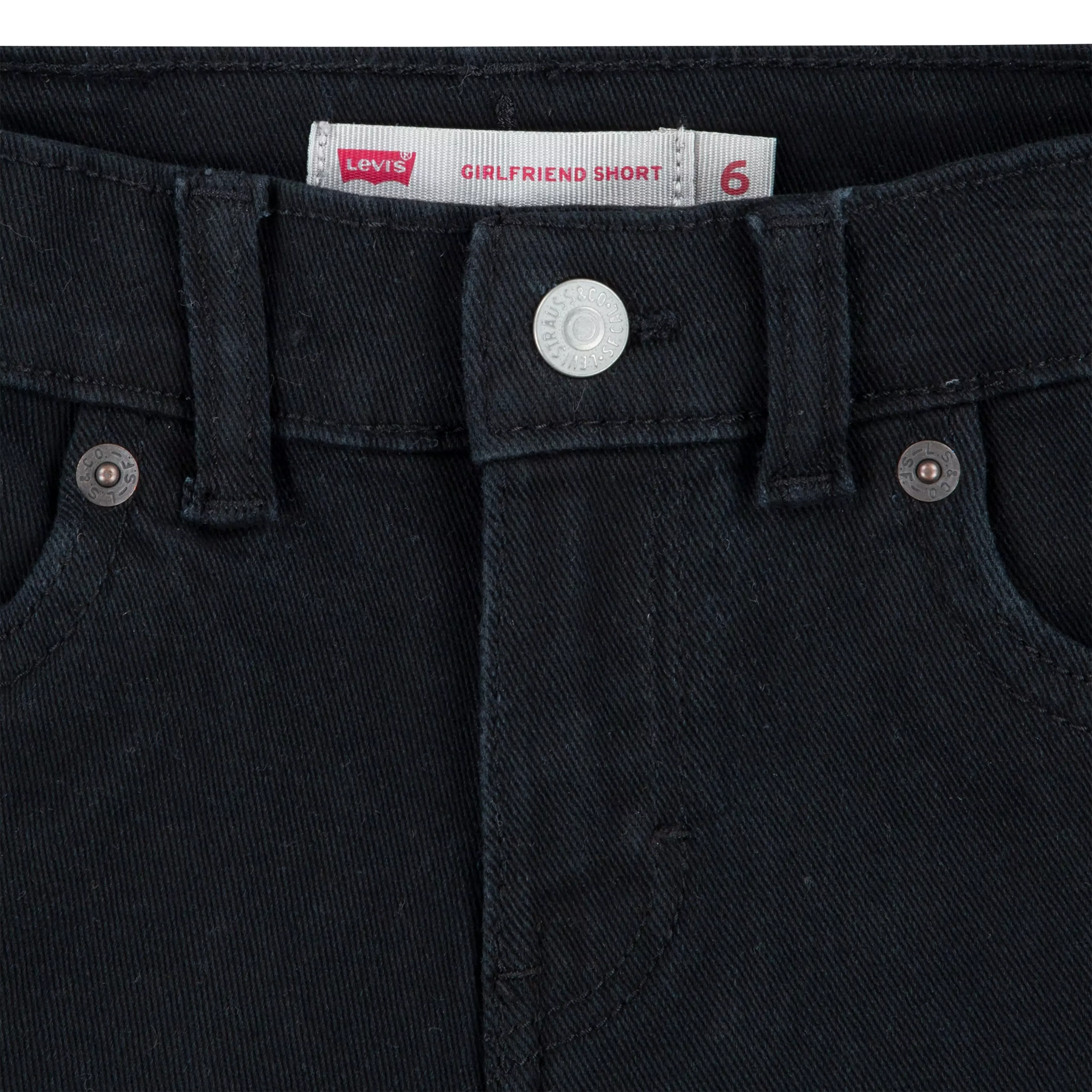 Levi's Little Girls' Girlfriend Fit Roll-Up Black Wash Denim Shorty Shorts - BLACK