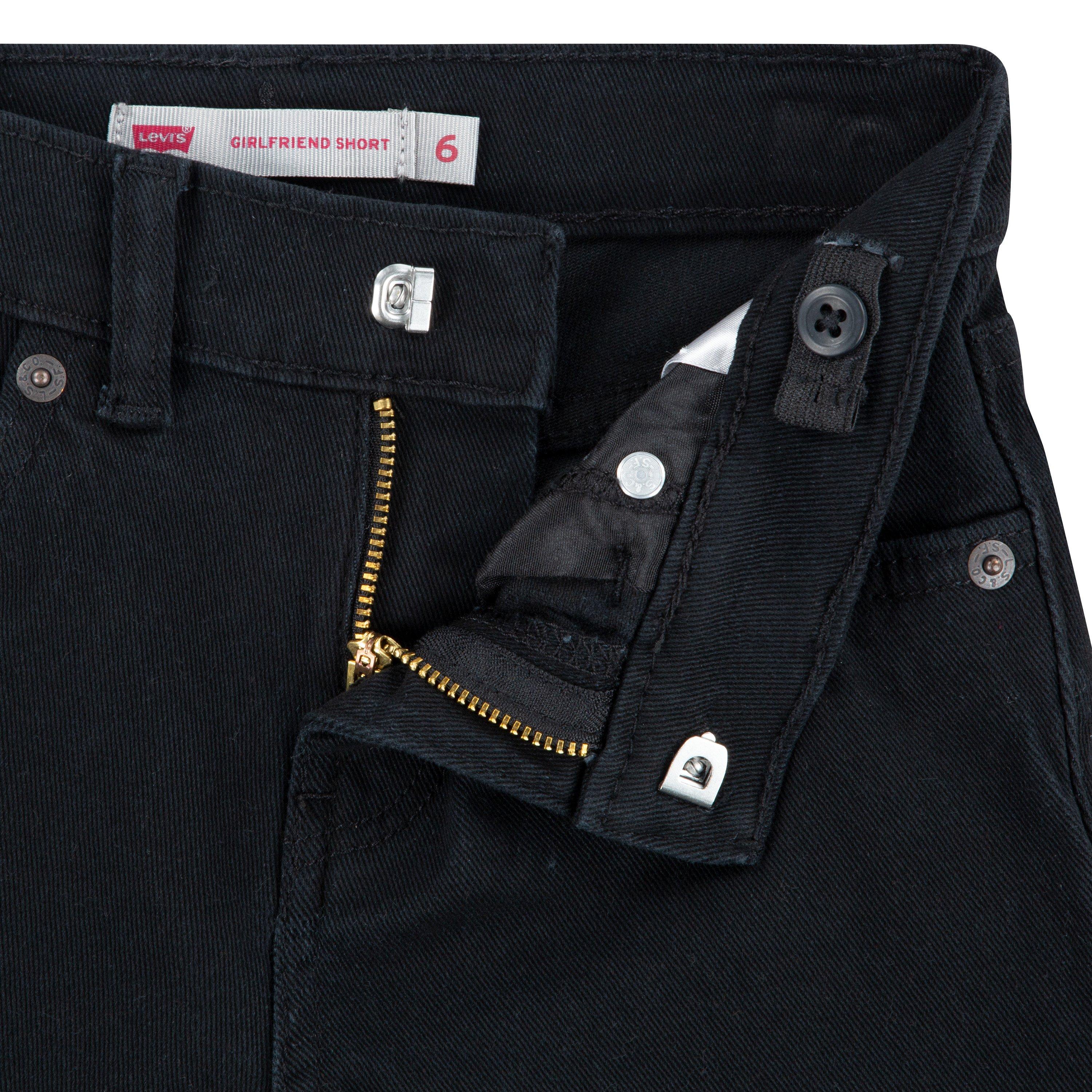 Levi's Little Girls' Girlfriend Fit Roll-Up Black Wash Denim Shorty Shorts - BLACK Thumbnail View 6