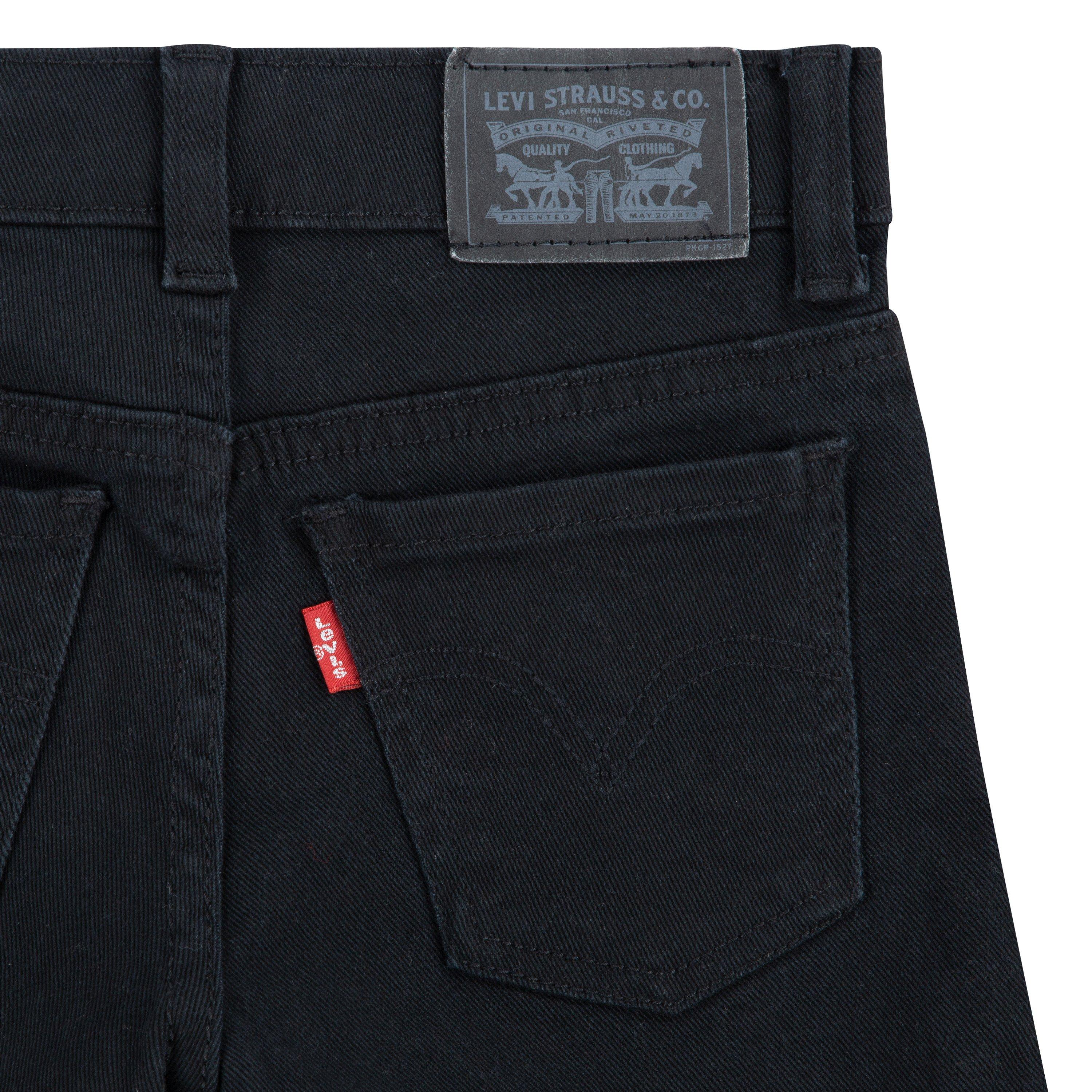 Levi's Little Girls' Girlfriend Fit Roll-Up Black Wash Denim Shorty Shorts - BLACK Thumbnail View 7