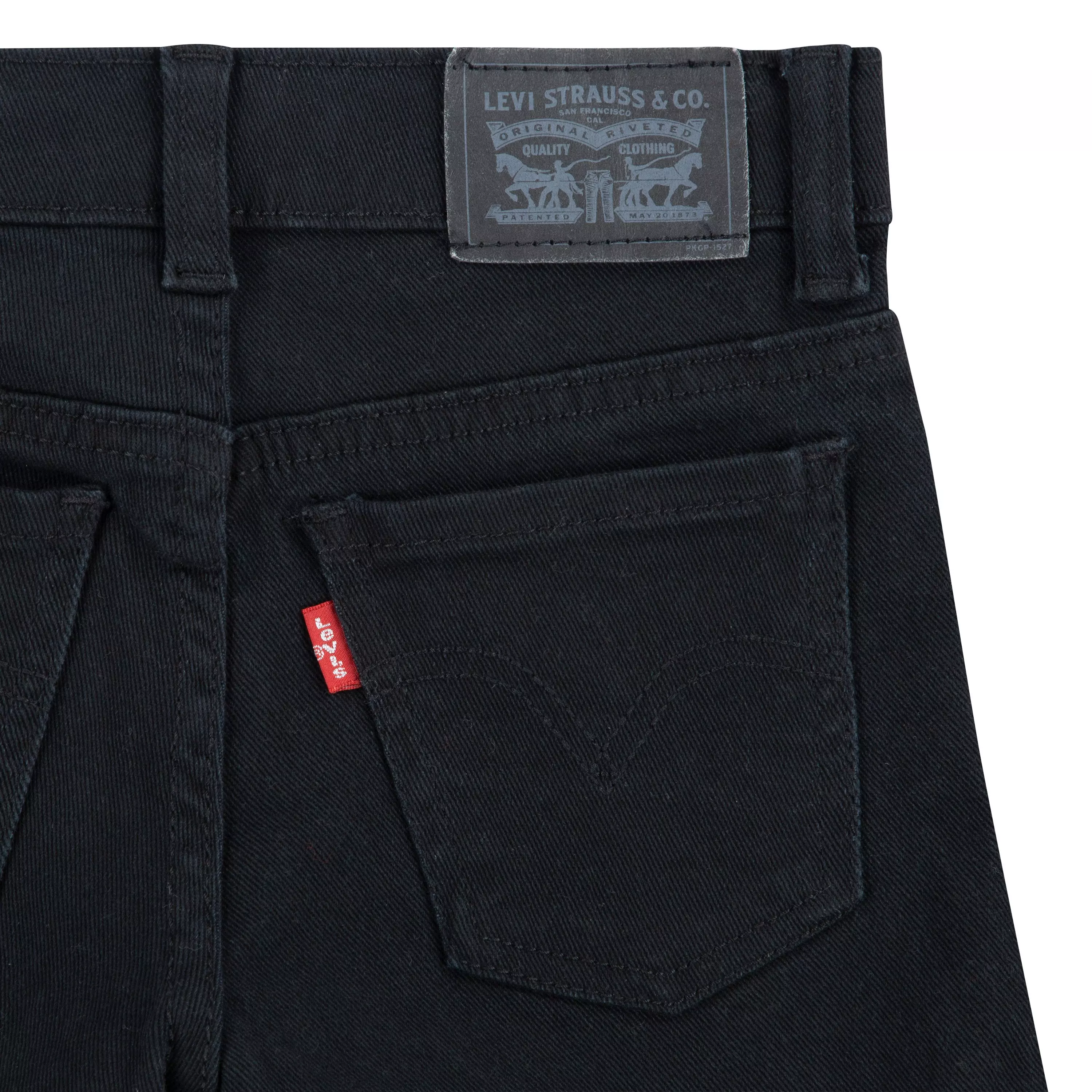 Levi's Little Girls' Girlfriend Fit Roll-Up Black Wash Denim Shorty Shorts - BLACK