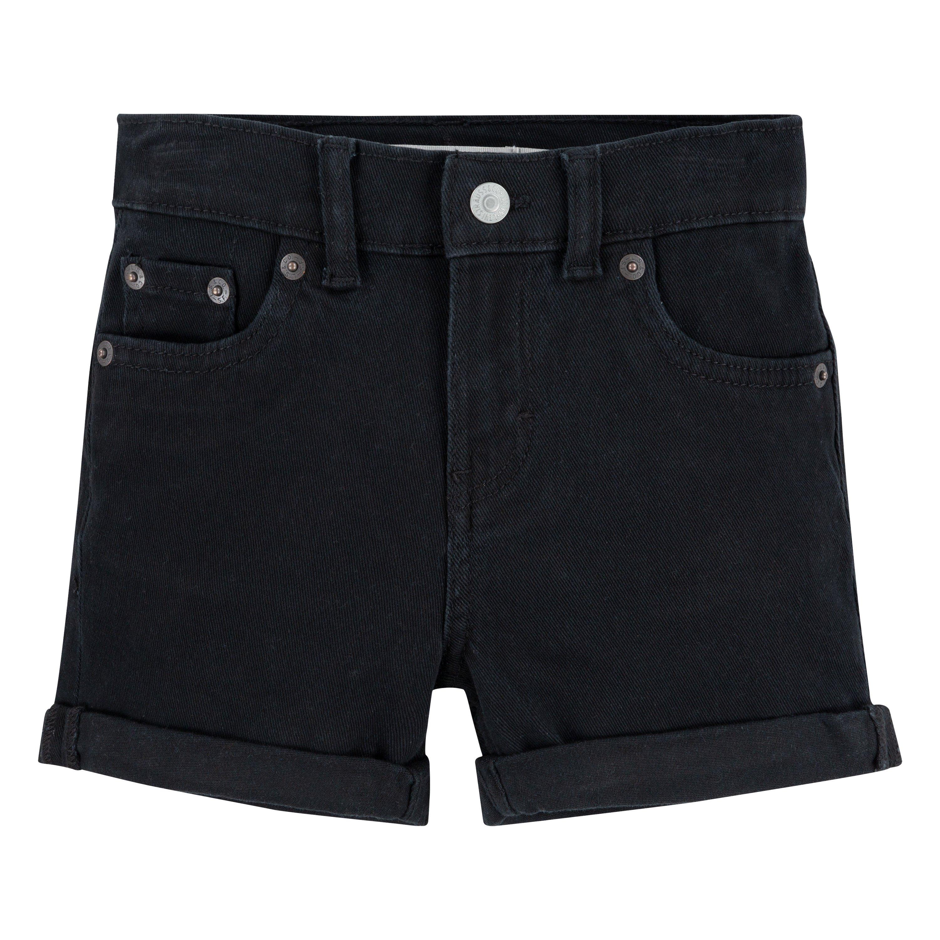 Levi's Little Girls' Girlfriend Fit Roll-Up Black Wash Denim Shorty Shorts - BLACK Thumbnail View 8