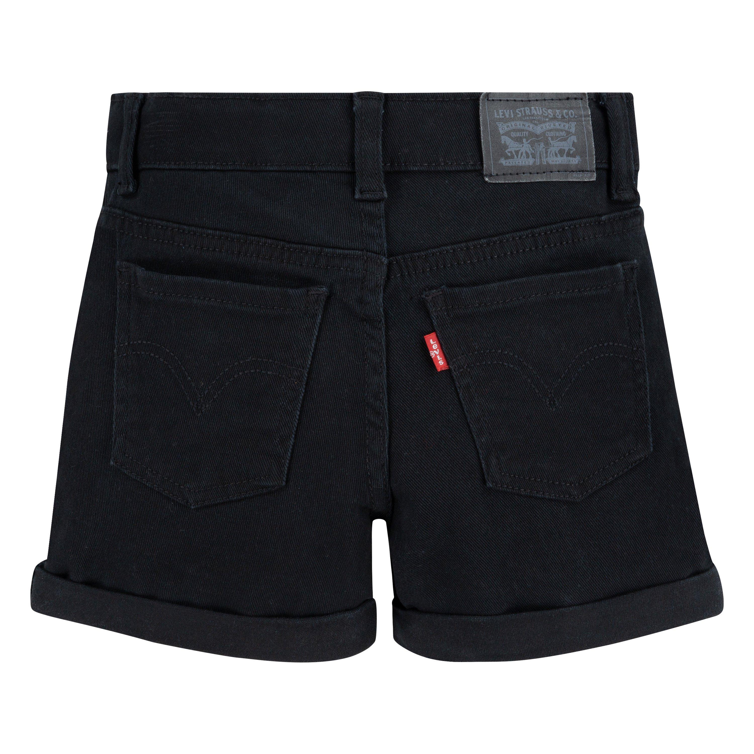Levi's Girlfriend Fit Roll-Up Little Girls' Black Wash Denim Shorty Shorts