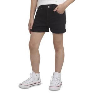 Levi's Little Girls' Girlfriend Fit Roll-Up Black Wash Denim Shorty Shorts
