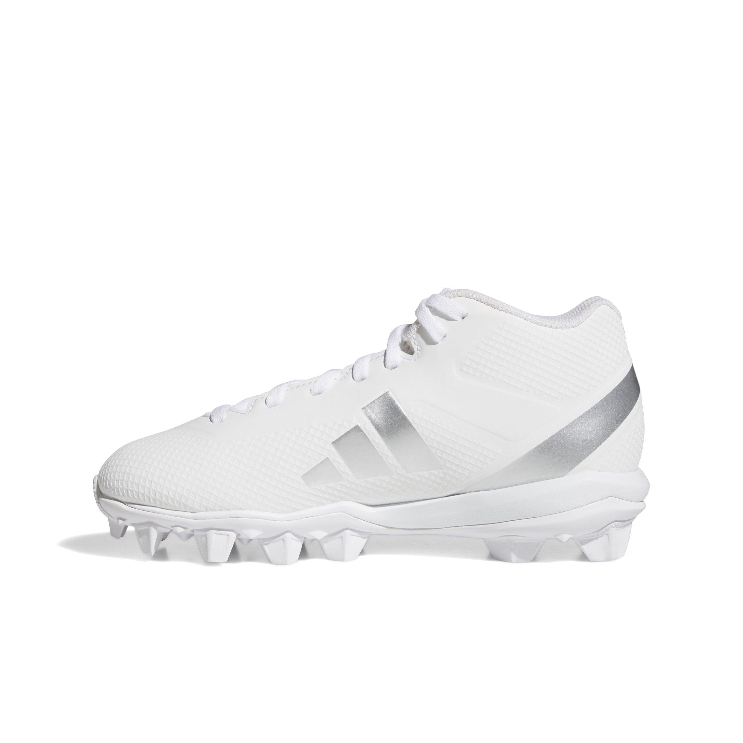 adidas Adizero Impact.2 Molded Rubber  Grade School Kids' "White/Silver Metallic" Football Cleat