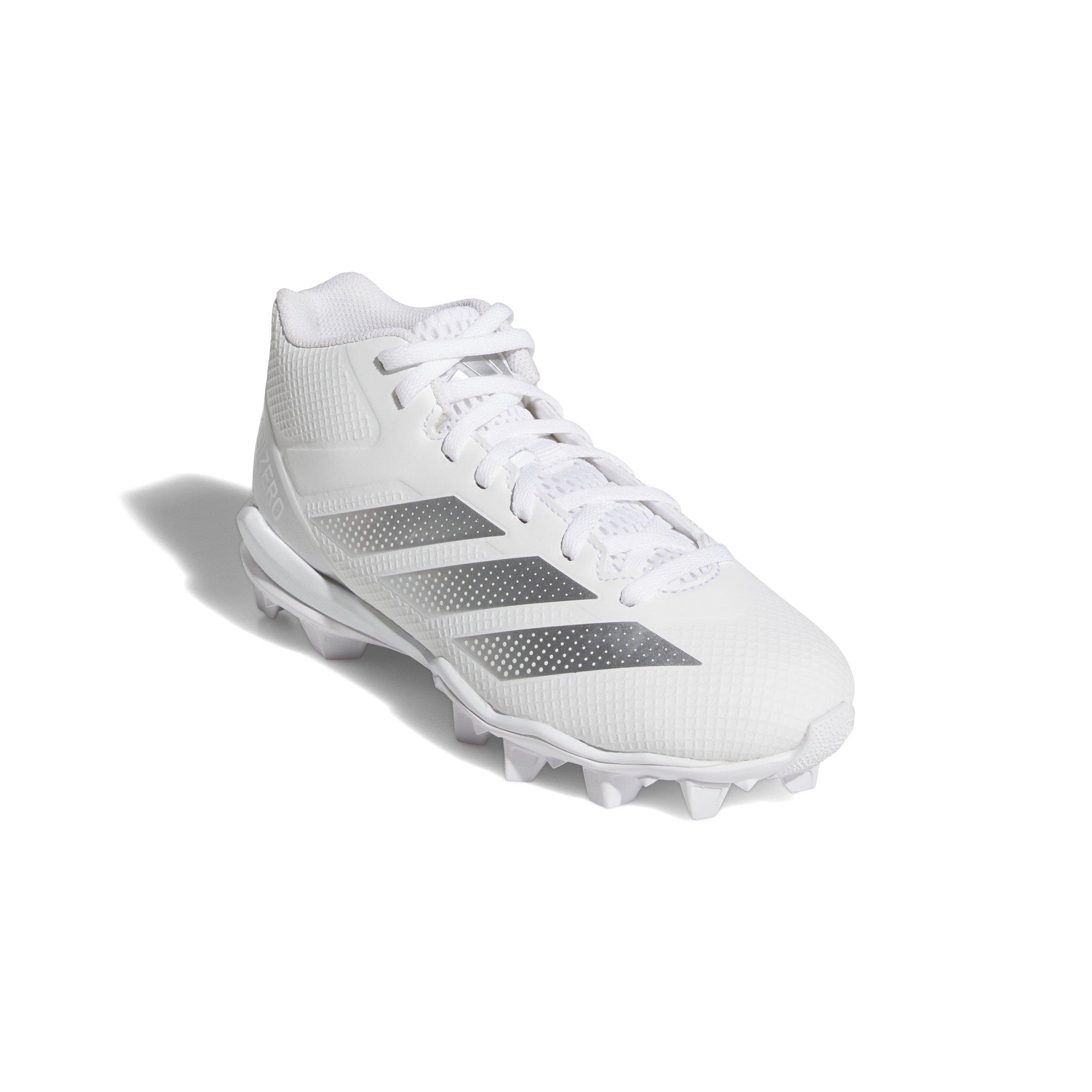 adidas Adizero Impact.2 Molded Rubber  Grade School Kids' "White/Silver Metallic" Football Cleat