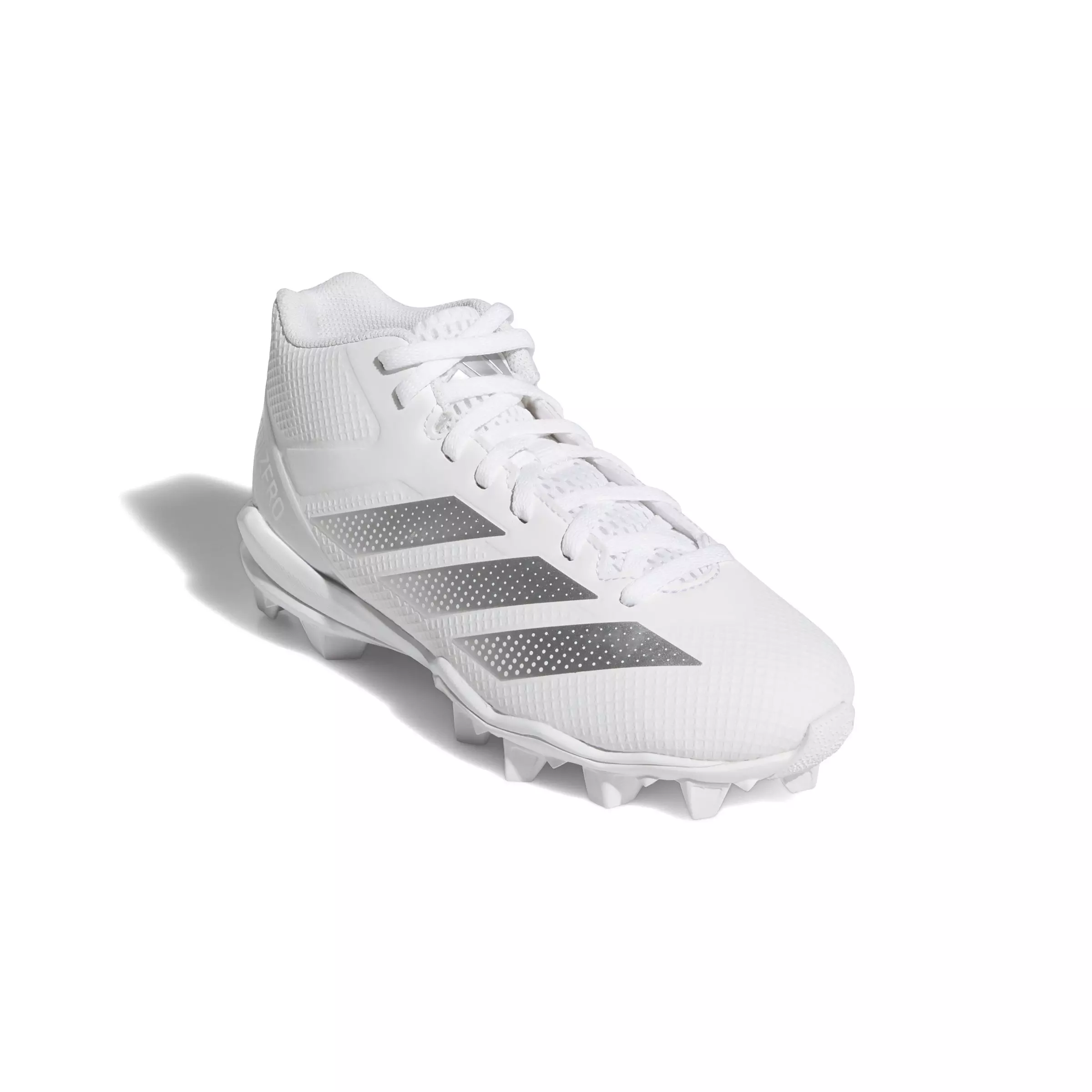 adidas Adizero Impact.2 Molded Rubber "White/Silver Metallic" Grade School Kids' Football Cleat - WHITE/SILVER