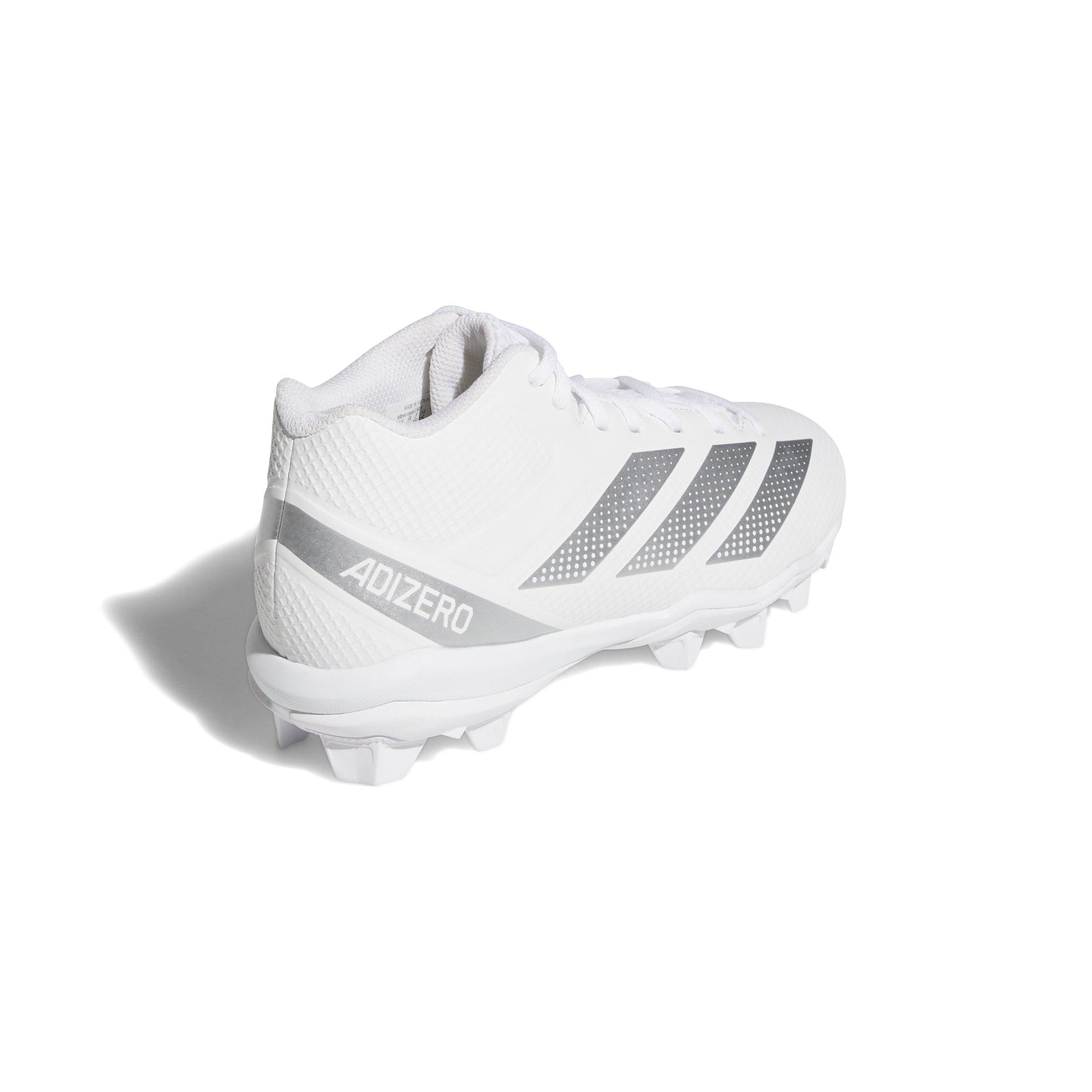 adidas Adizero Impact.2 Molded Rubber  Grade School Kids' "White/Silver Metallic" Football Cleat