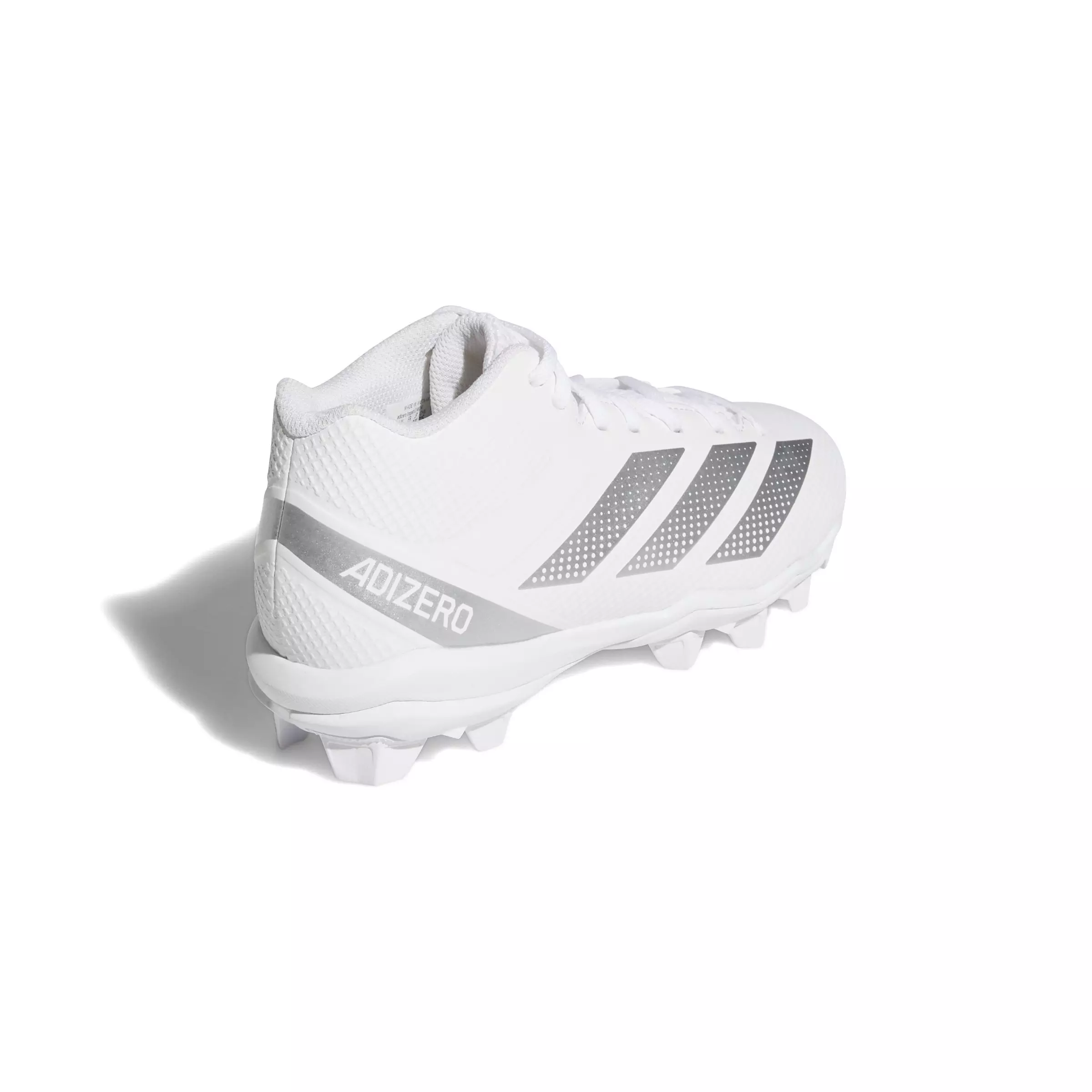 adidas Adizero Impact.2 Molded Rubber "White/Silver Metallic" Grade School Kids' Football Cleat - WHITE/SILVER