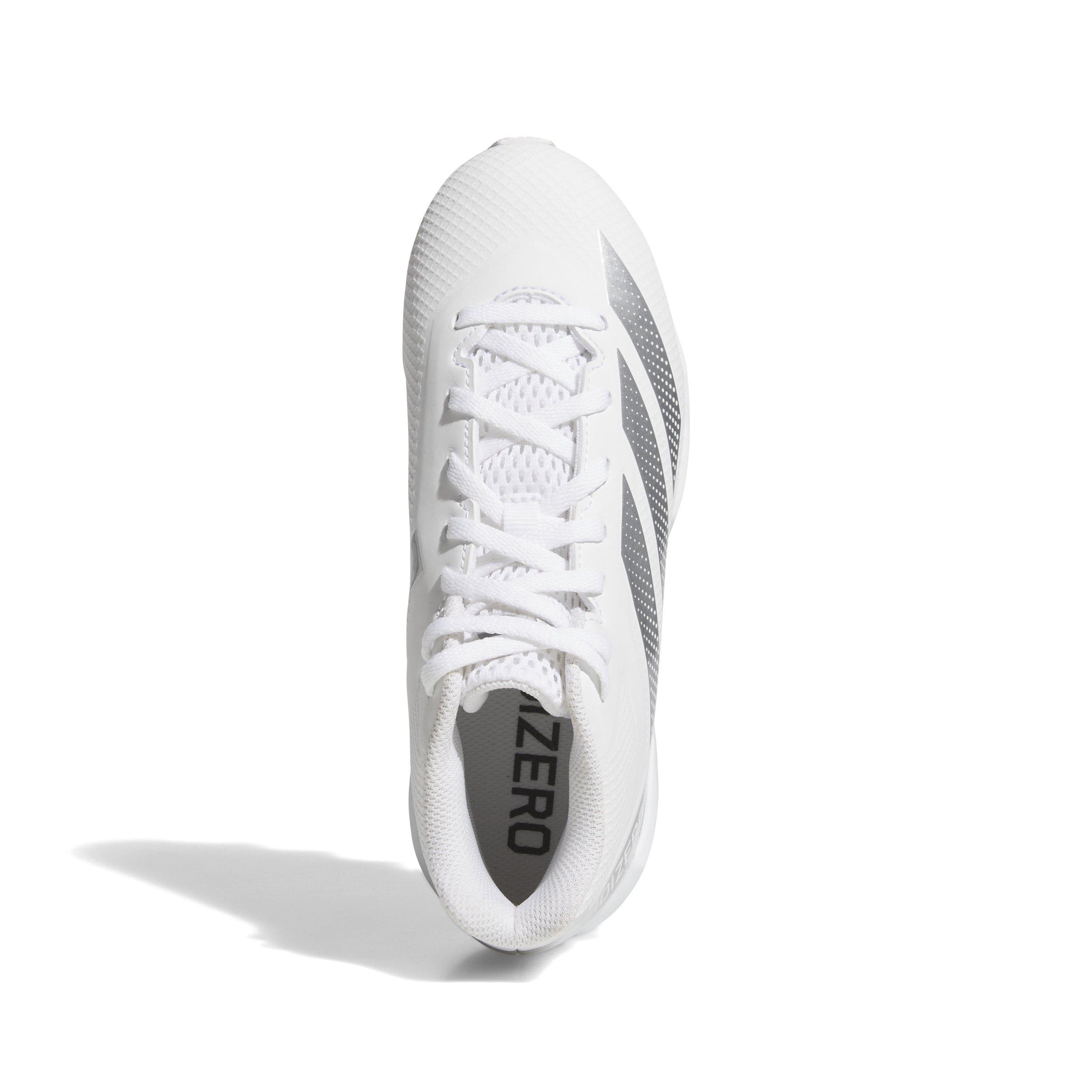 adidas Adizero Impact.2 Molded Rubber  Grade School Kids' "White/Silver Metallic" Football Cleat