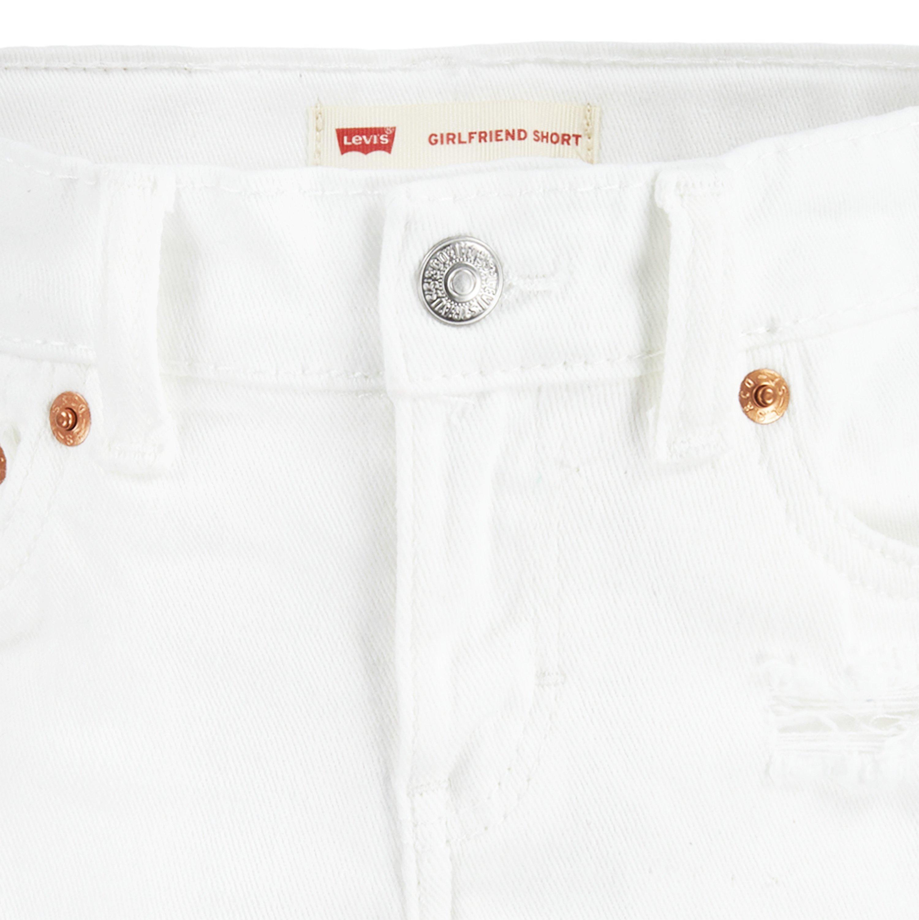 Levi's Toddler Girls' Girlfriend Fit Wash Distressed Denim Shorty Shorts - White - WHITE Thumbnail View 4