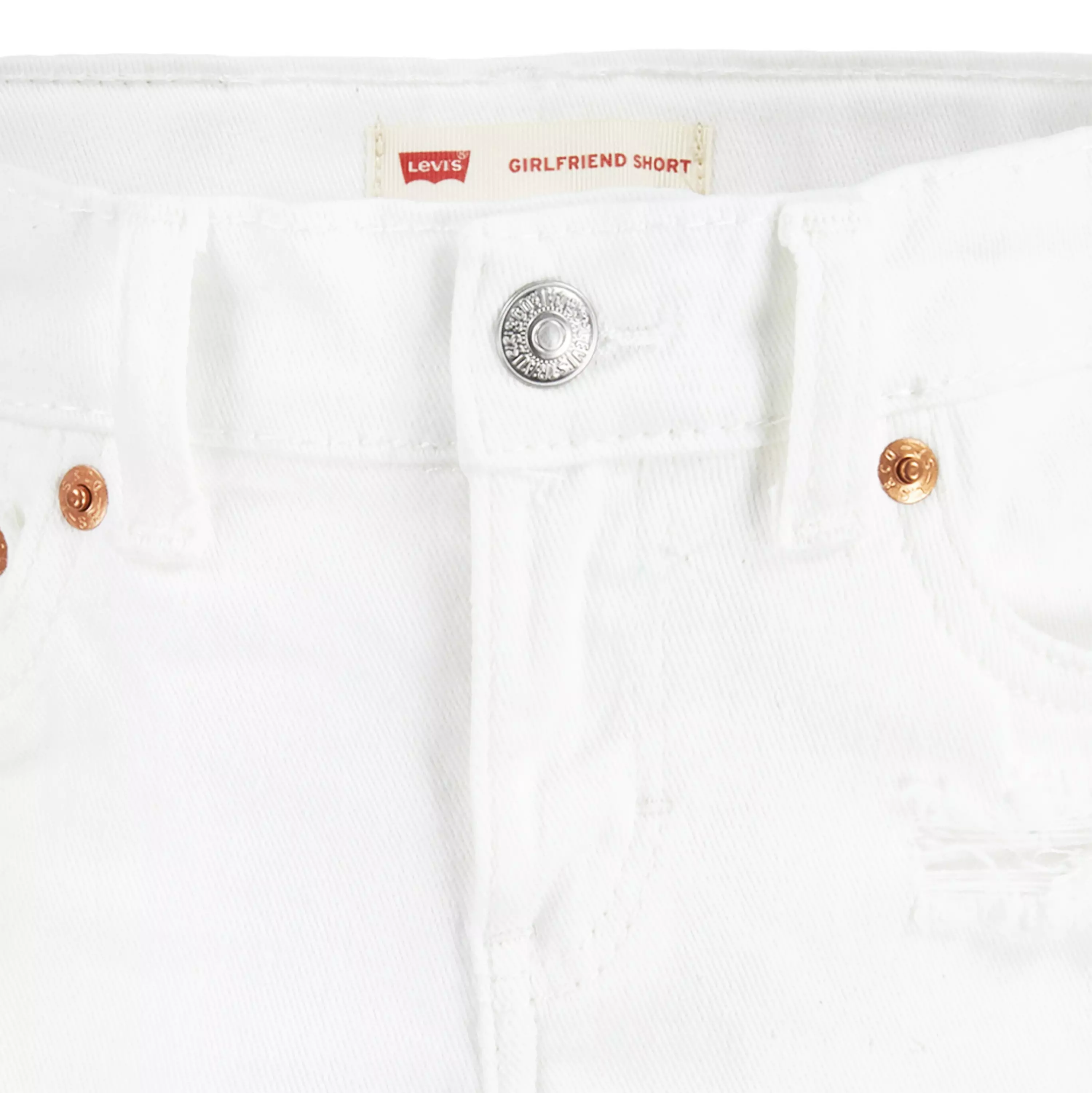 Levi's Toddler Girls' Girlfriend Fit Wash Distressed Denim Shorty Shorts - White - WHITE