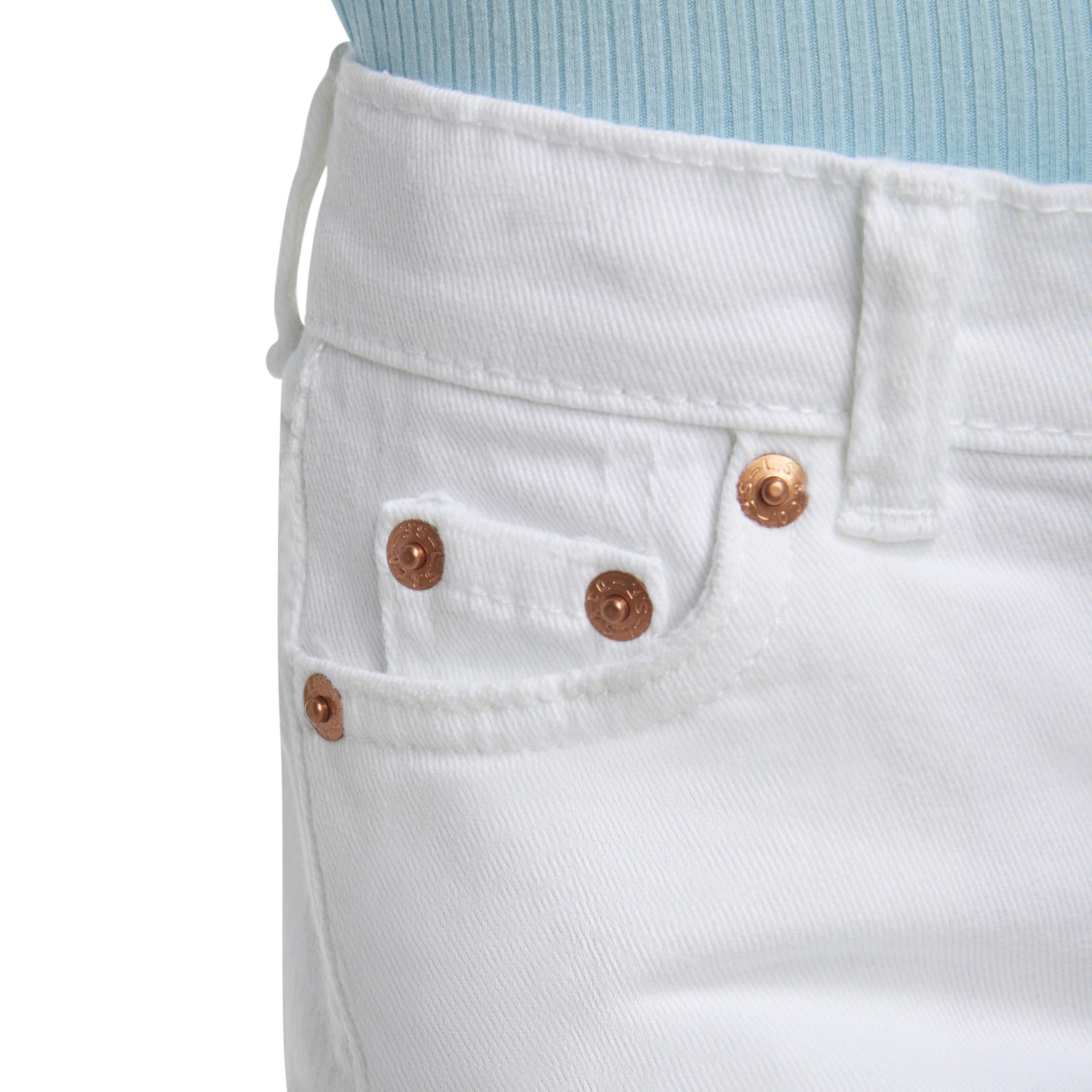 Levi's Toddler Girls' Girlfriend Fit Wash Distressed Denim Shorty Shorts - White - WHITE Thumbnail View 6