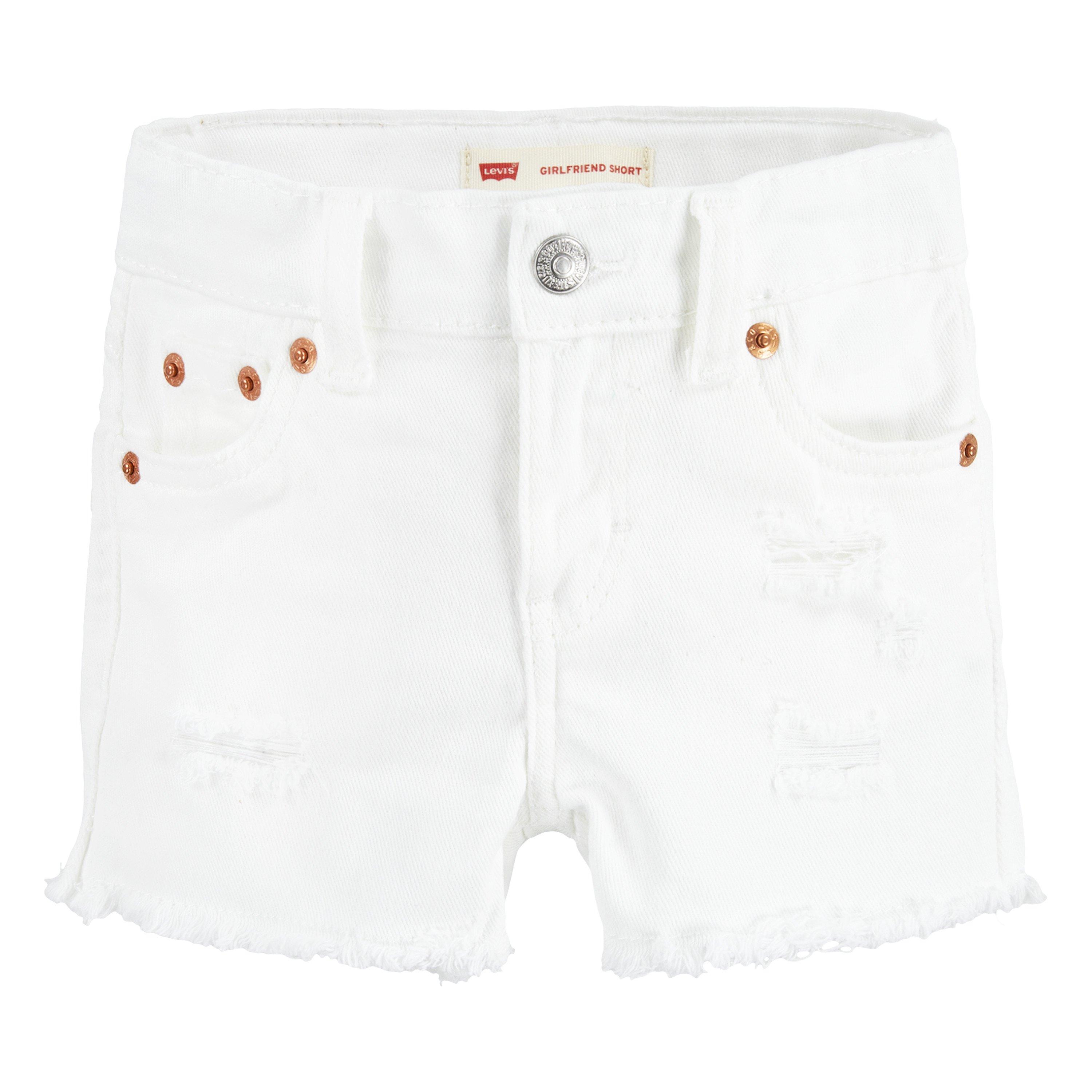 Levi's Girlfriend Fit Distressed Toddler Girls' White Wash Denim Shorty Shorts