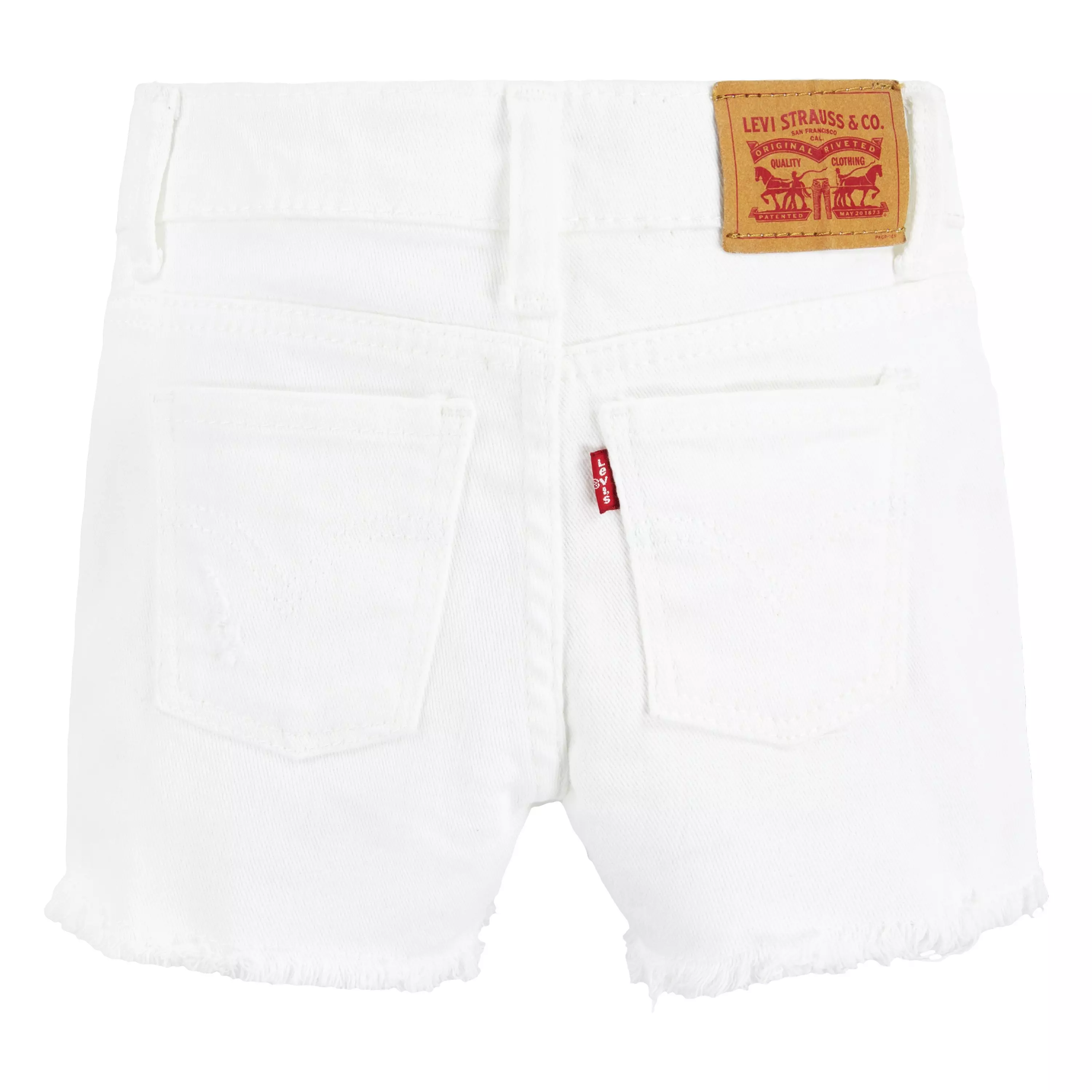 Levi's Toddler Girls' Girlfriend Fit White Wash Distressed Denim Shorty Shorts - WHITE