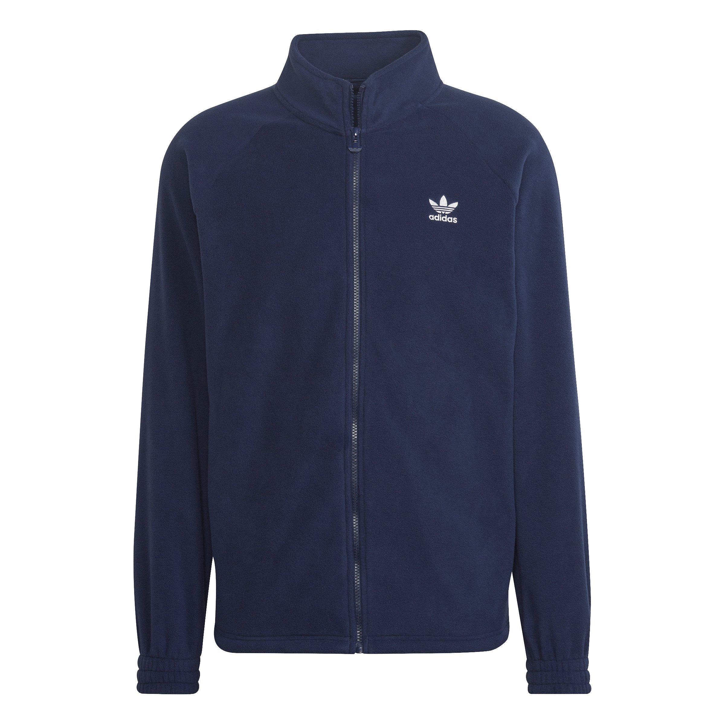 adidas Orginals Men's Adicolor Classics Trefoil Teddy Fleece Jacket-Blue - BLUE Thumbnail View 2