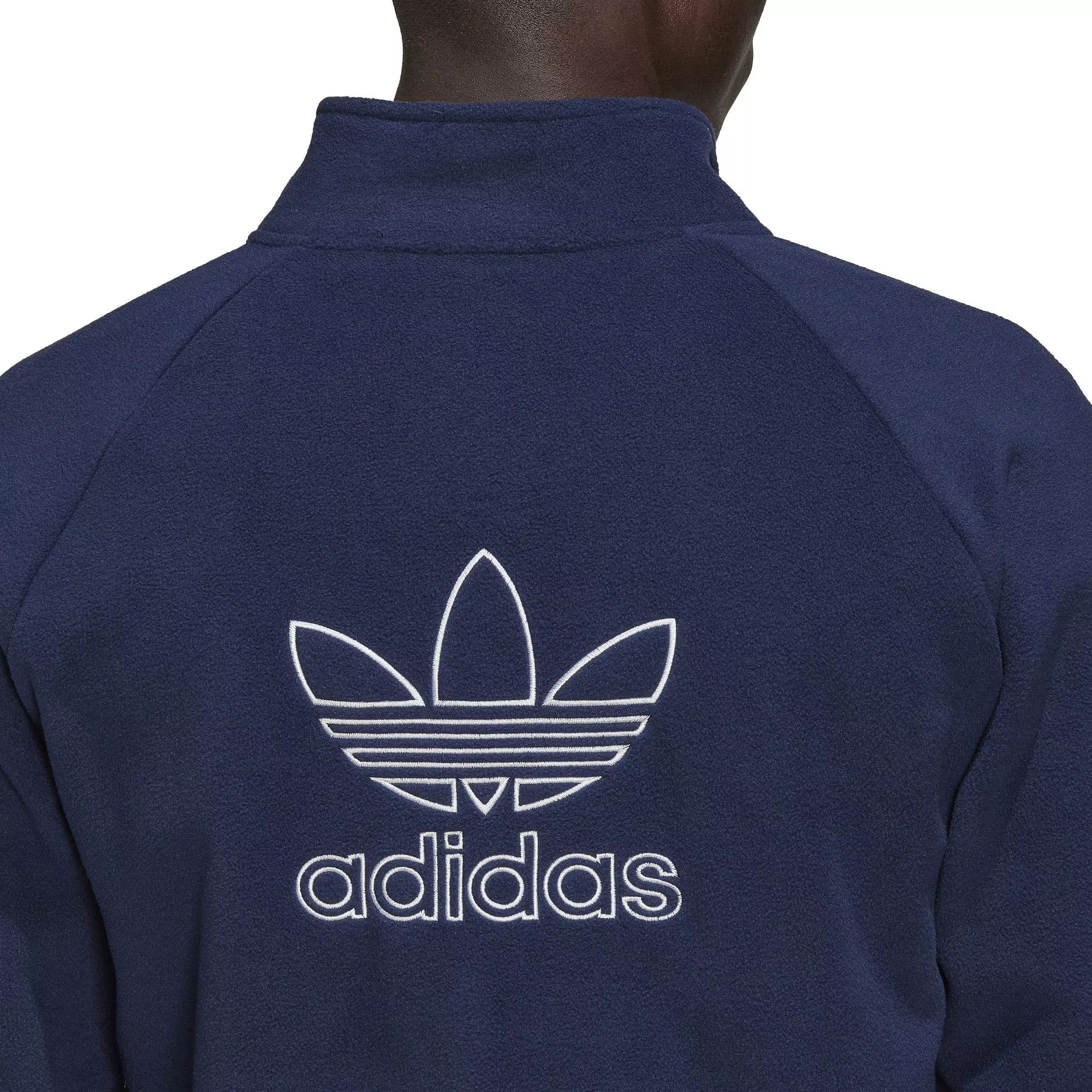 adidas Orginals Men's Adicolor Classics Trefoil Teddy Fleece Jacket-Blue - BLUE