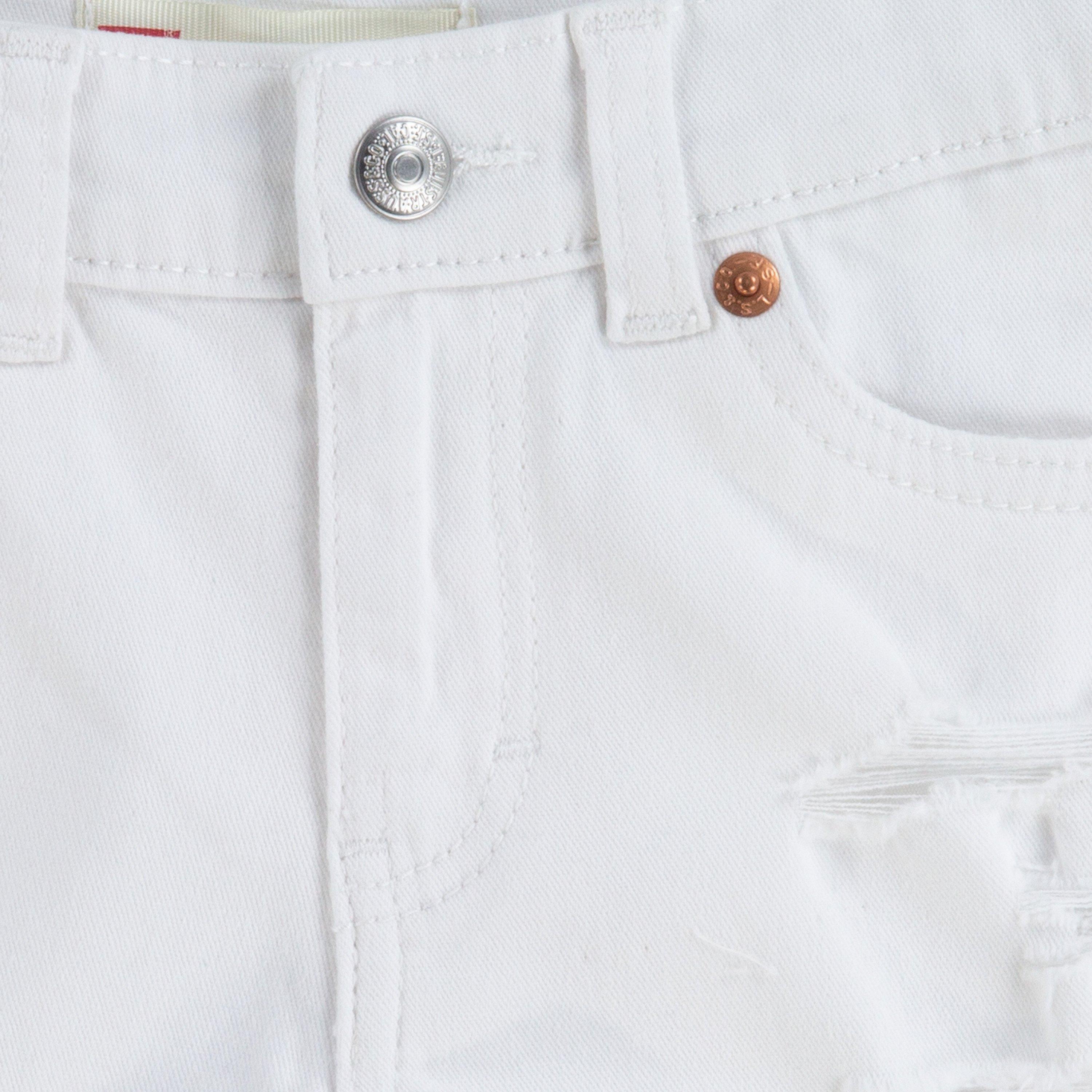 Levi's Girlfriend Fit Distressed Little Girls' White Wash Denim Shorty Shorts