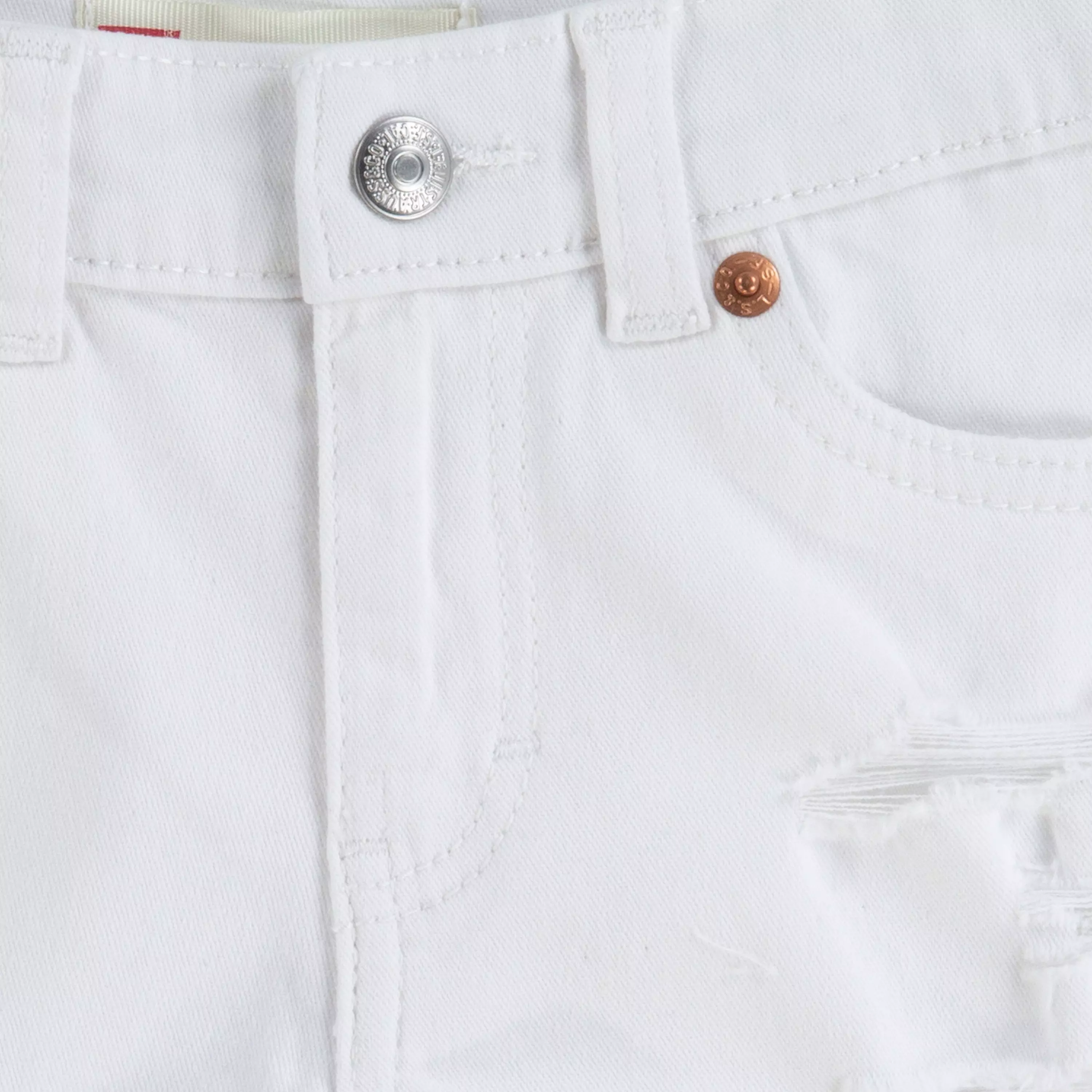 Levi's Little Girls' Girlfriend Fit White Wash Distressed Denim Shorty Shorts - WHITE
