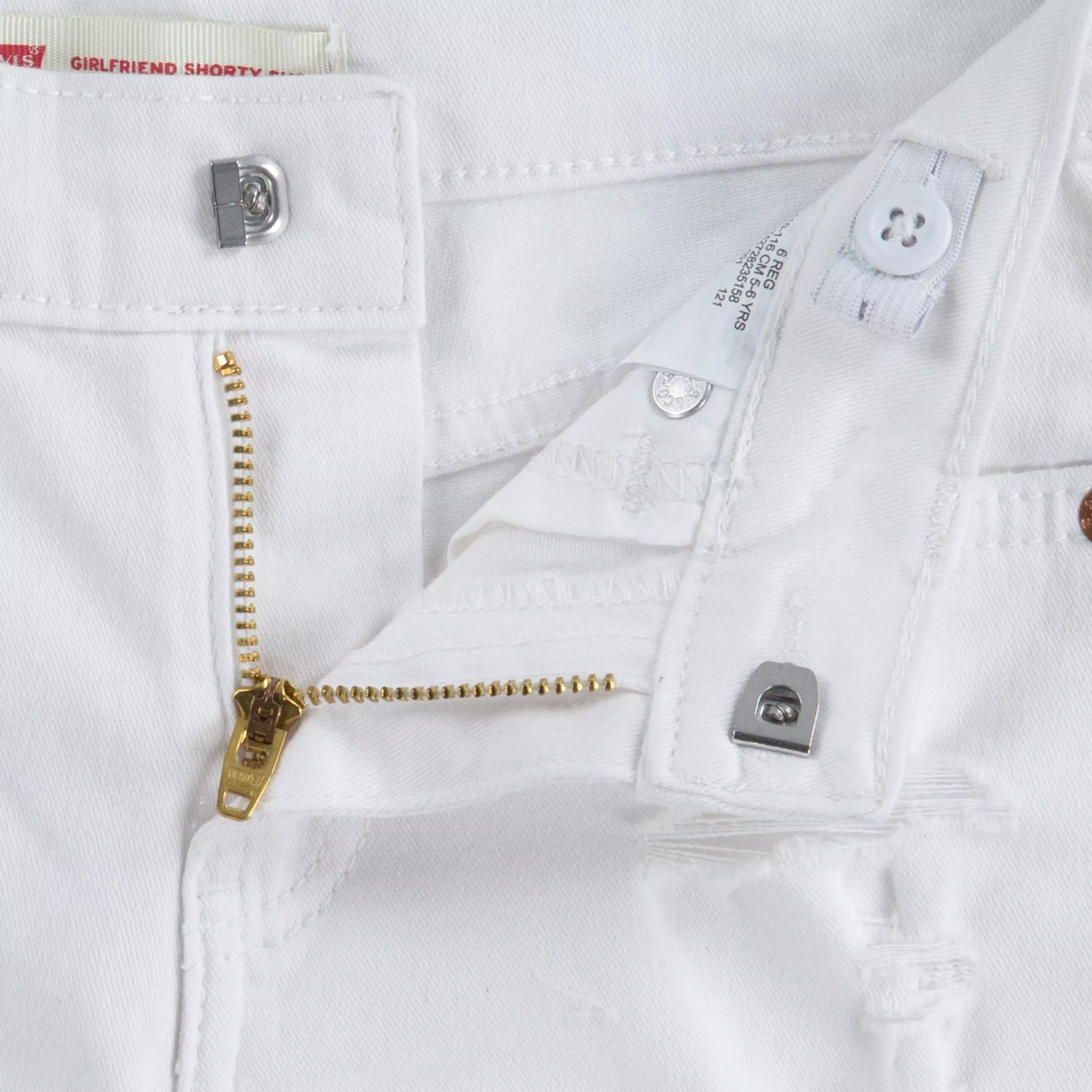 Levi's Little Girls' Girlfriend Fit White Wash Distressed Denim Shorty Shorts - WHITE