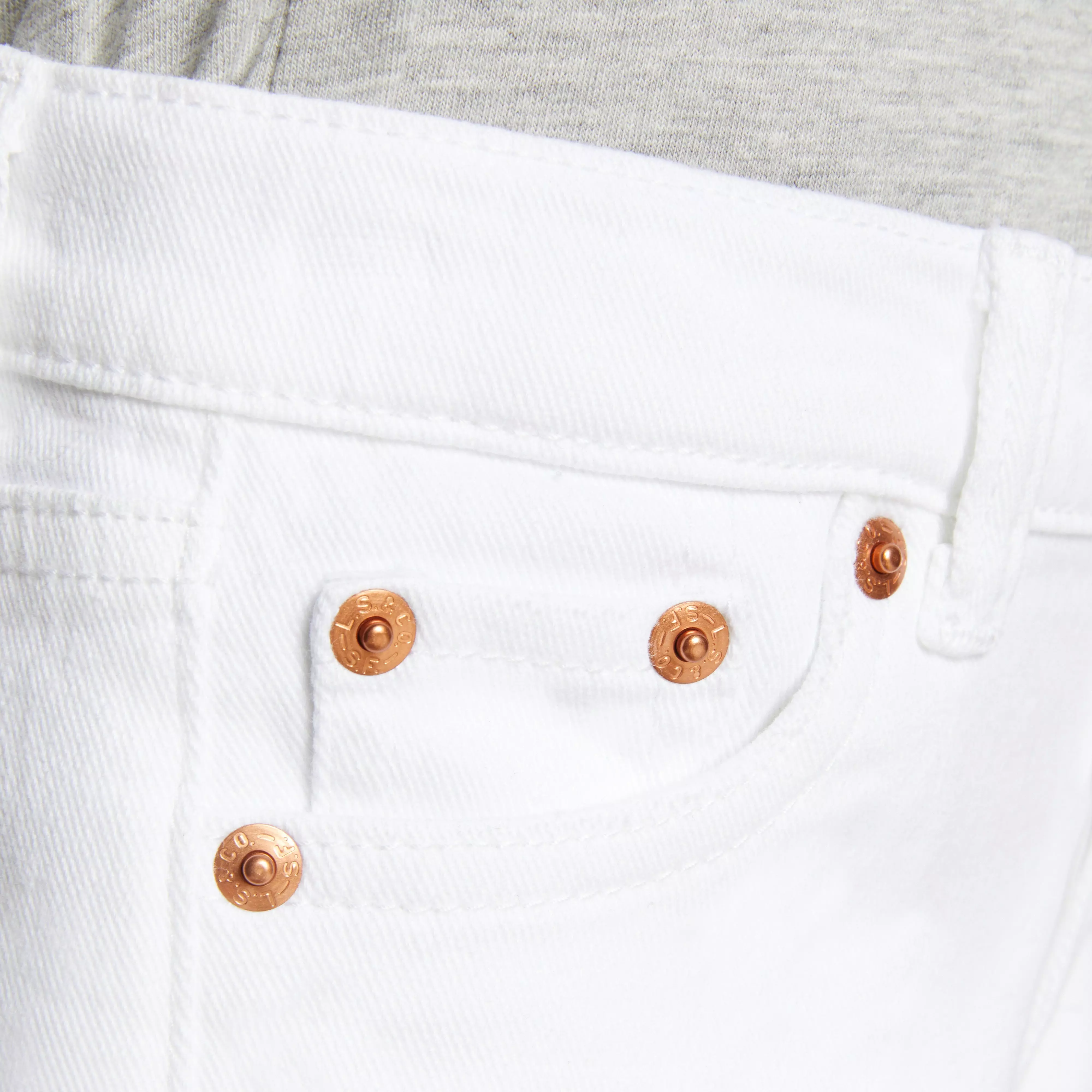 Levi's Little Girls' Girlfriend Fit White Wash Distressed Denim Shorty Shorts - WHITE