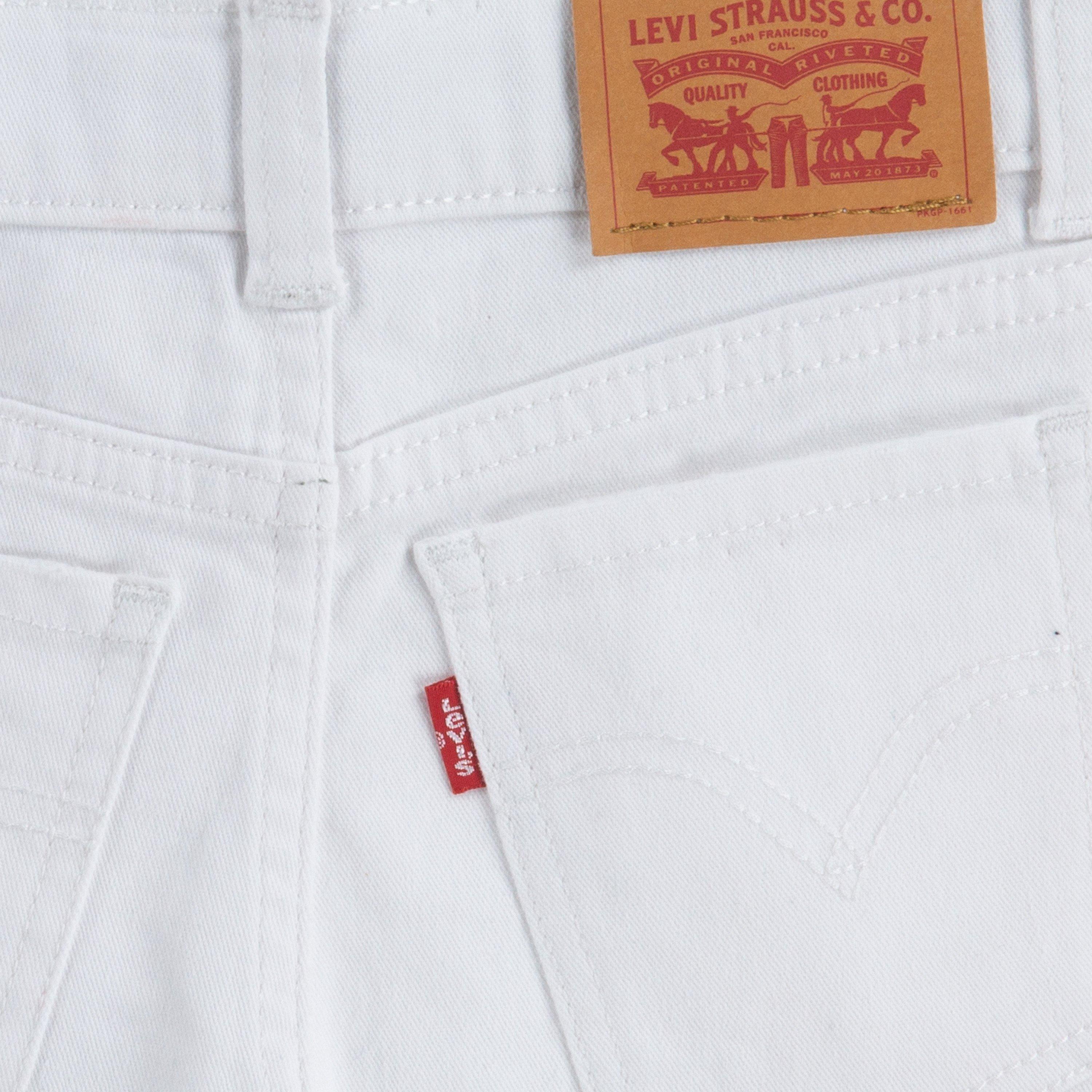 Levi's Girlfriend Fit Distressed Little Girls' White Wash Denim Shorty Shorts
