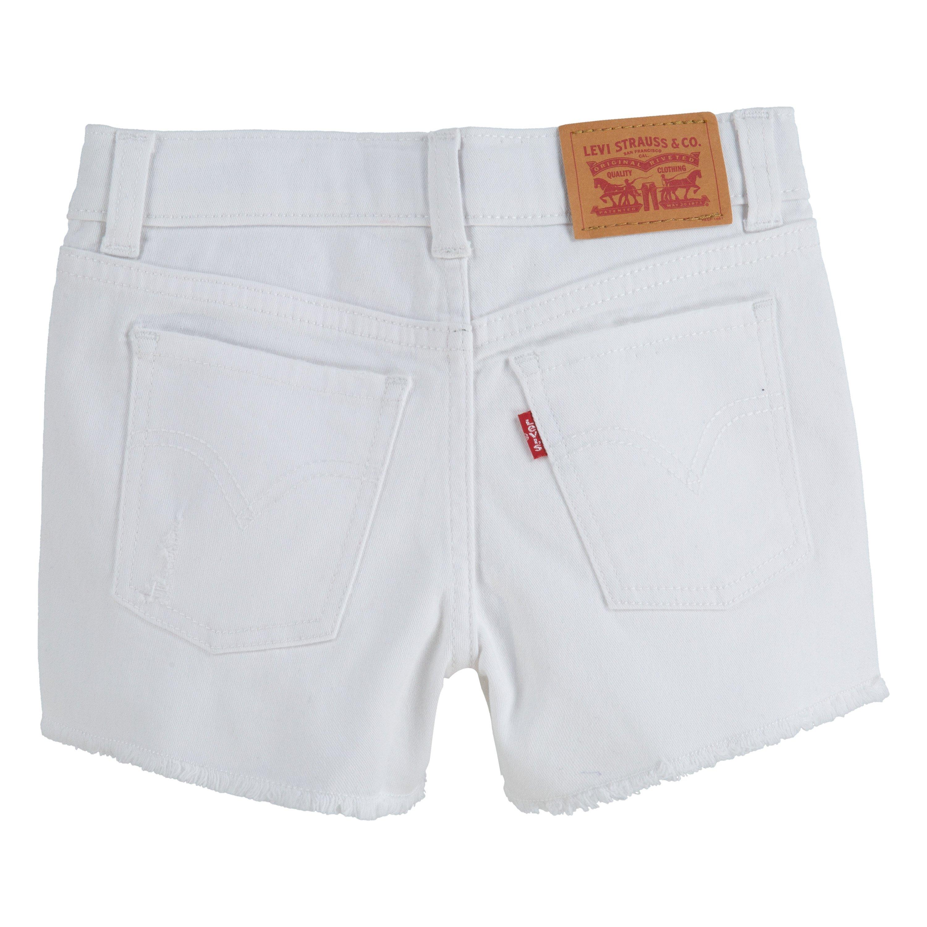 Levi's Girlfriend Fit Distressed Little Girls' White Wash Denim Shorty Shorts