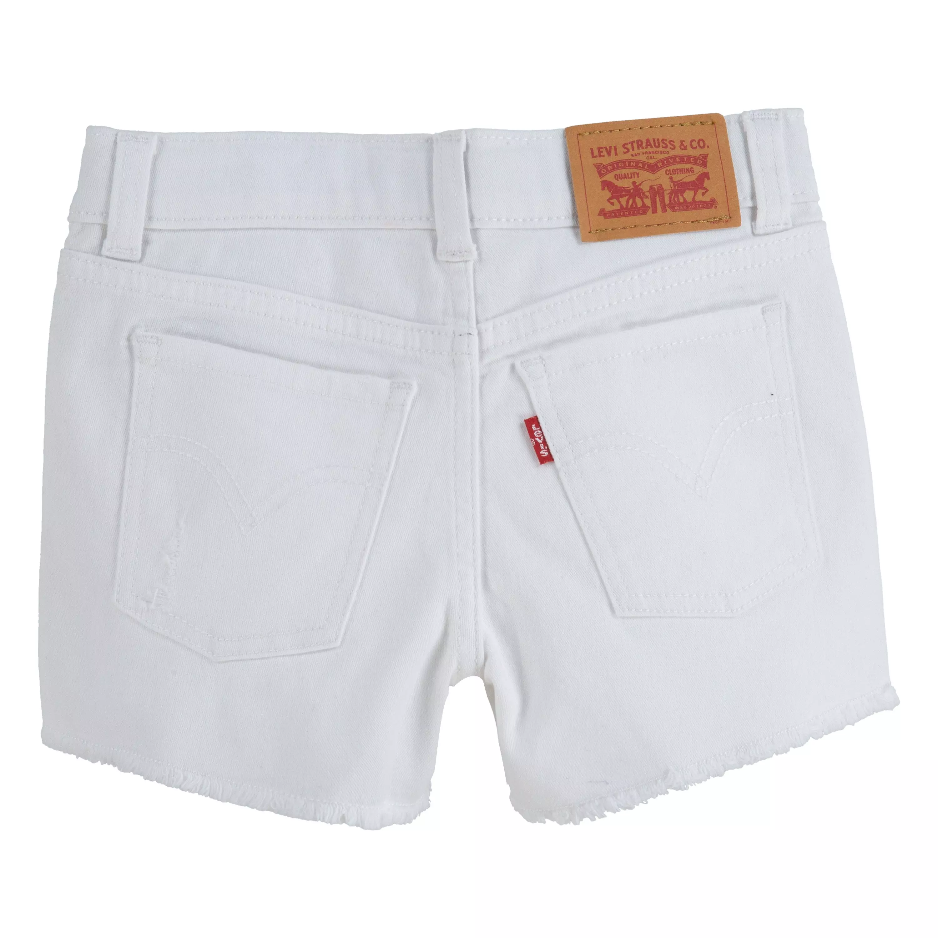 Levi's Little Girls' Girlfriend Fit White Wash Distressed Denim Shorty Shorts - WHITE