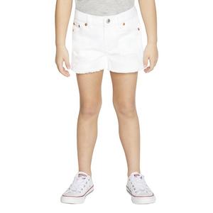 Levi's Little Girls' Girlfriend Fit White Wash Distressed Denim Shorty Shorts