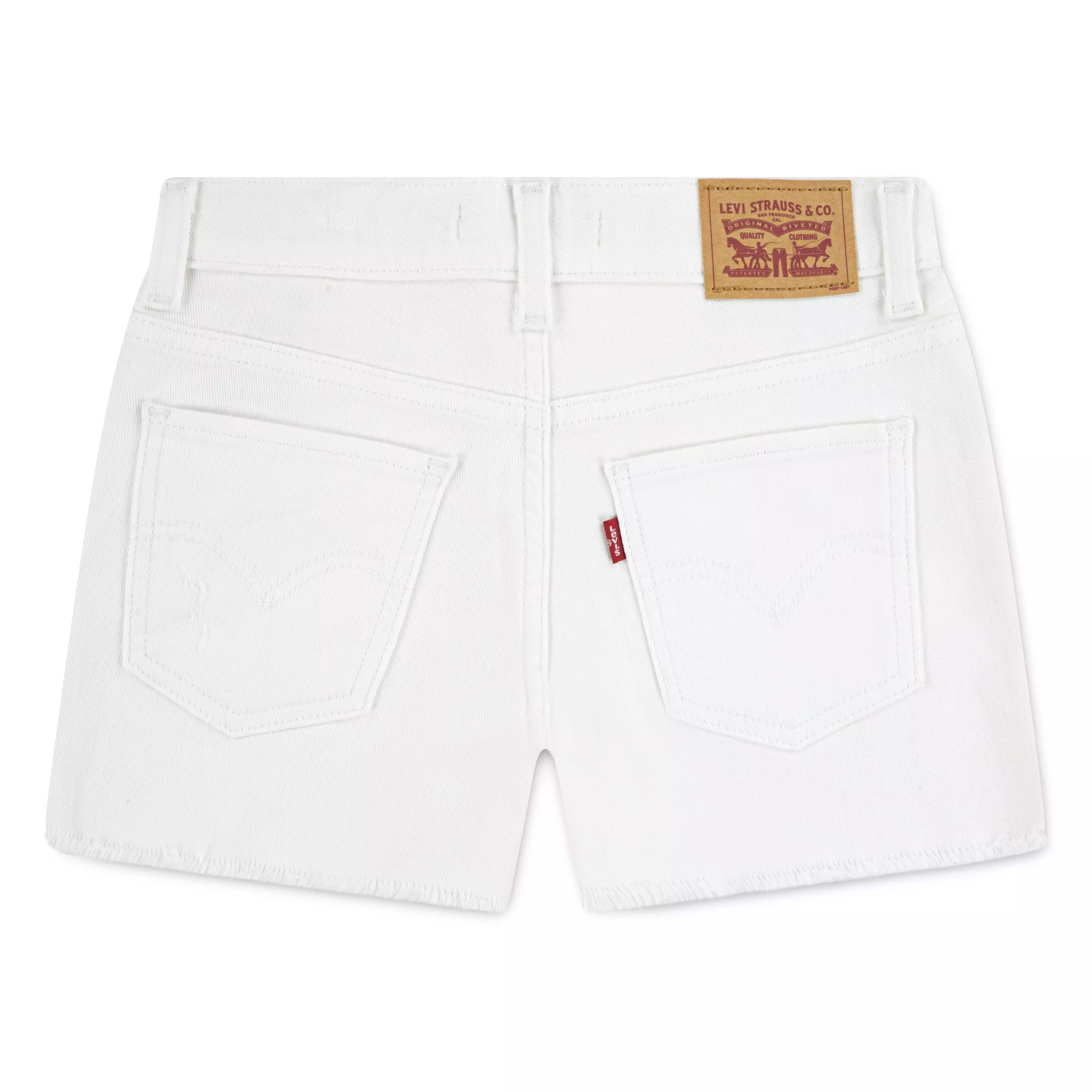 Levi's Big Girls' Girlfriend Fit White Wash Distressed Denim Shorty Shorts - WHITE