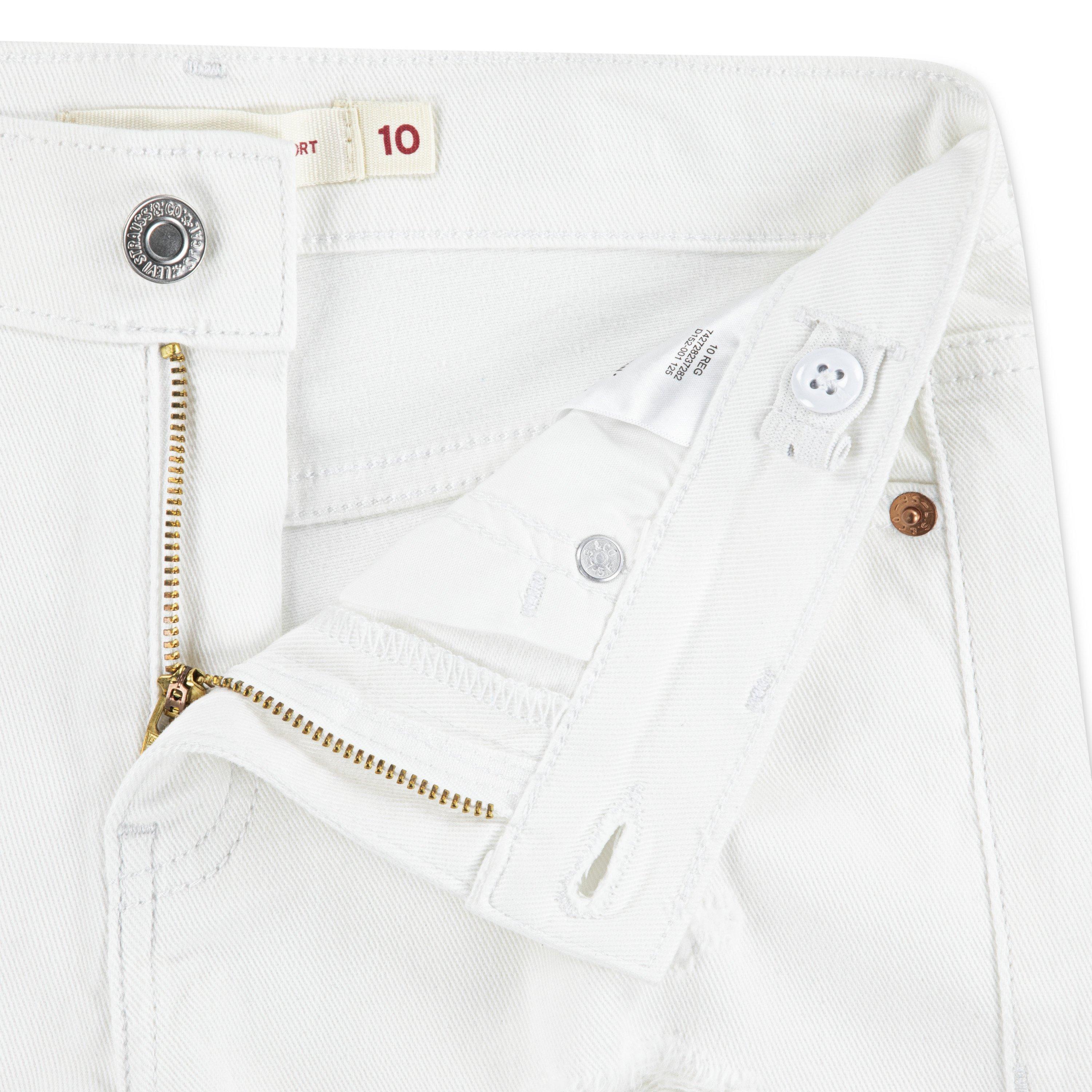 Levi's Girlfriend Fit Distressed Big Girls' White Wash Denim Shorty Shorts