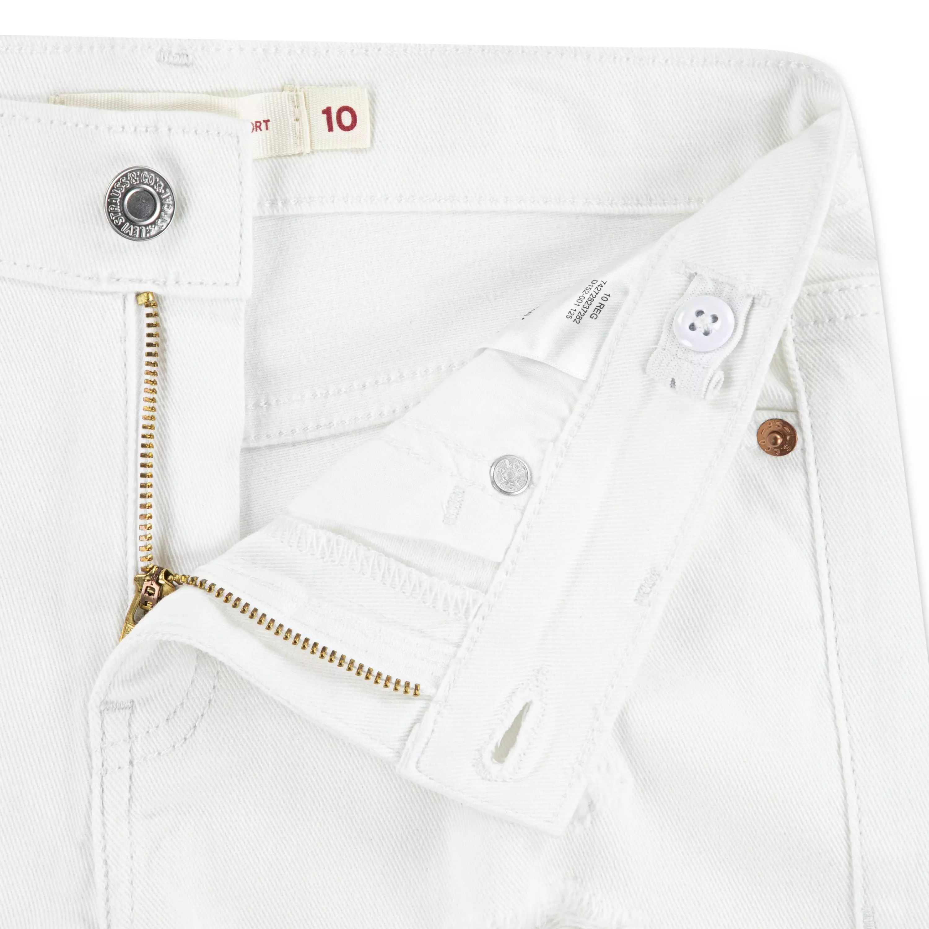 Levi's Big Girls' Girlfriend Fit White Wash Distressed Denim Shorty Shorts - WHITE