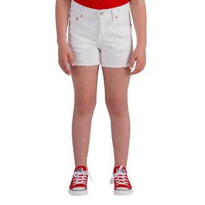Levi's Big Girls' Girlfriend Fit White Wash Distressed Denim Shorty Shorts
