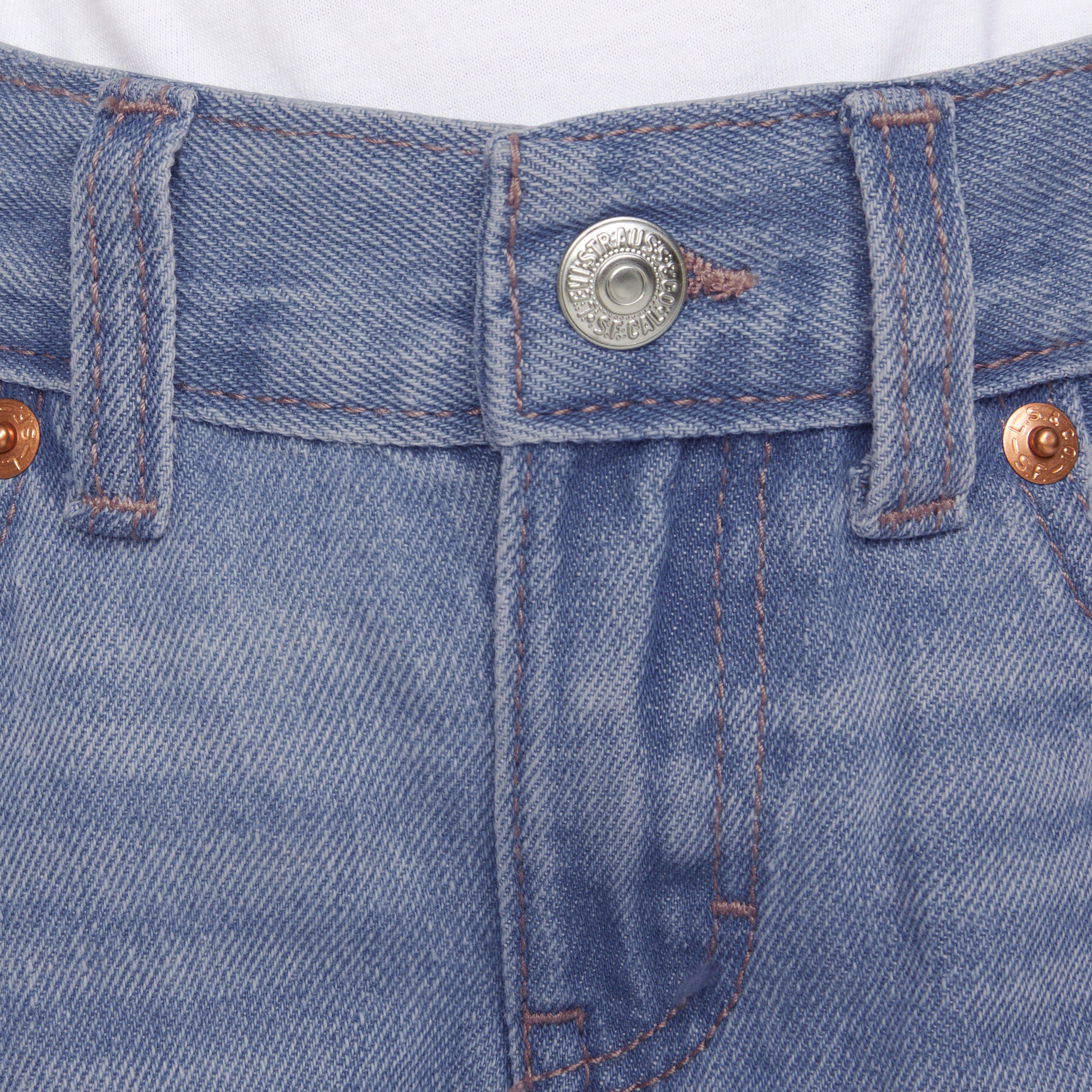 Levi's Girlfriend Fit Distressed Toddler Girls' Light Wash Denim Shorty Shorts