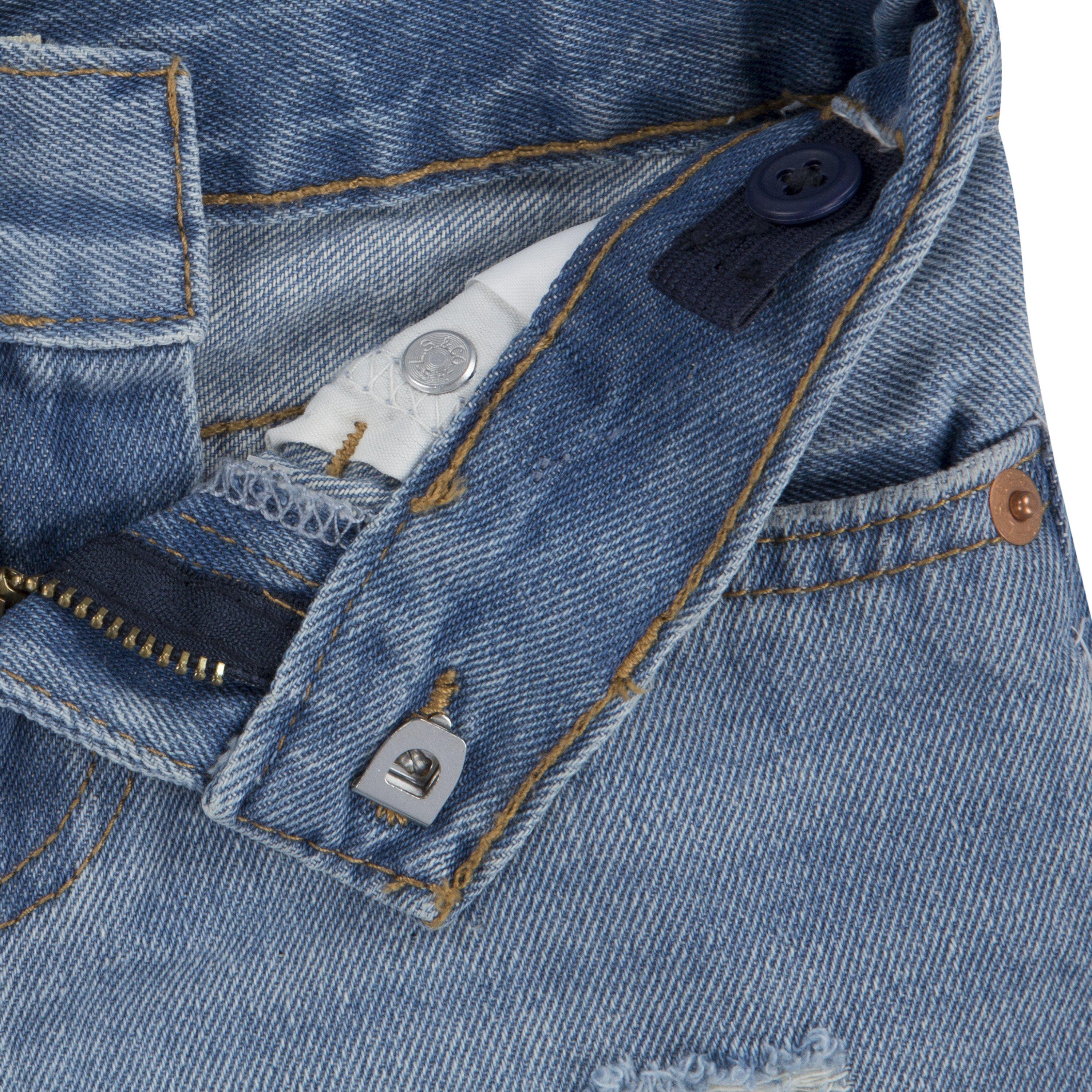 Levi's Girlfriend Fit Distressed Toddler Girls' Light Wash Denim Shorty Shorts