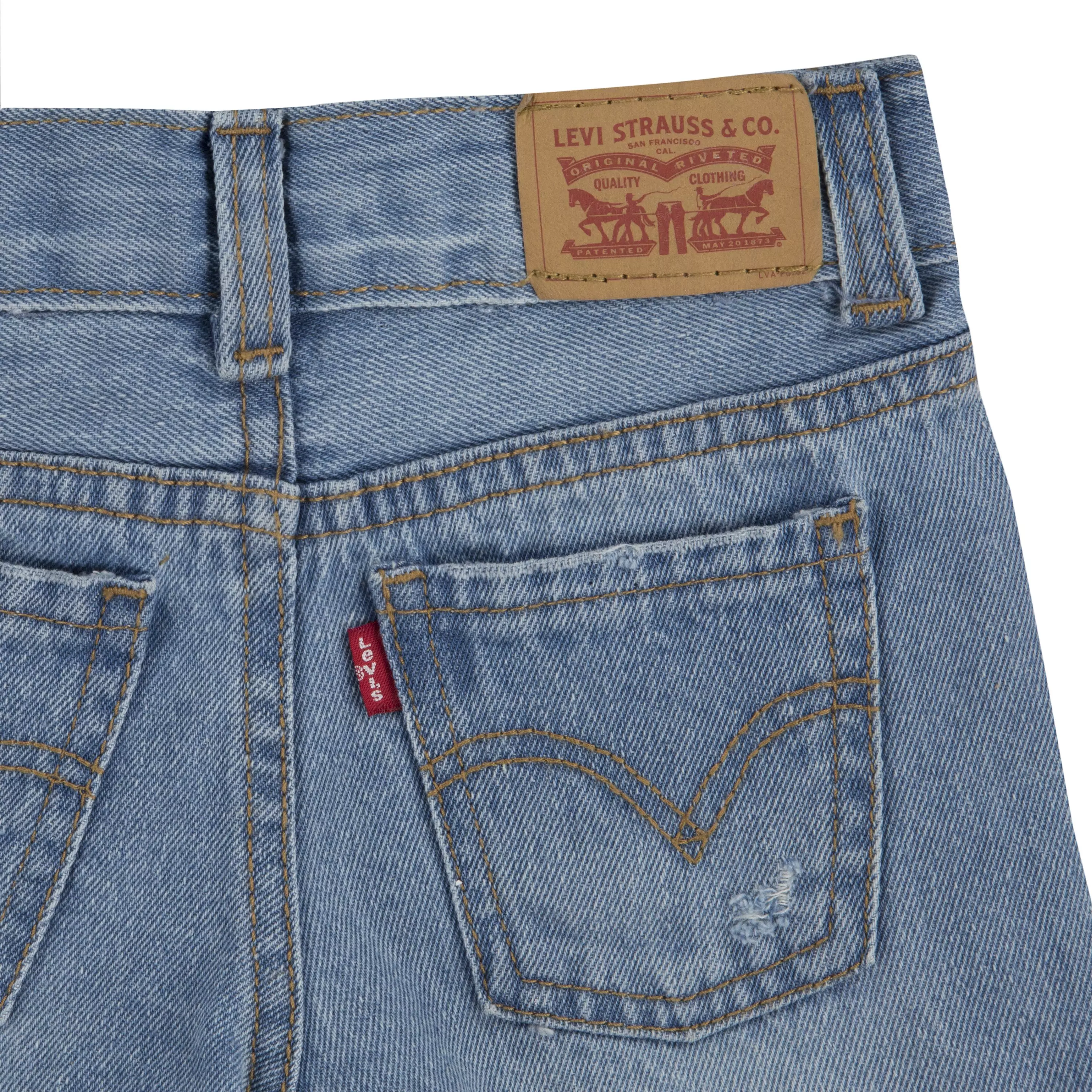 Levi's Toddler Girls' Girlfriend Fit Light Wash Distressed Denim Shorty Shorts - AS SHOWN