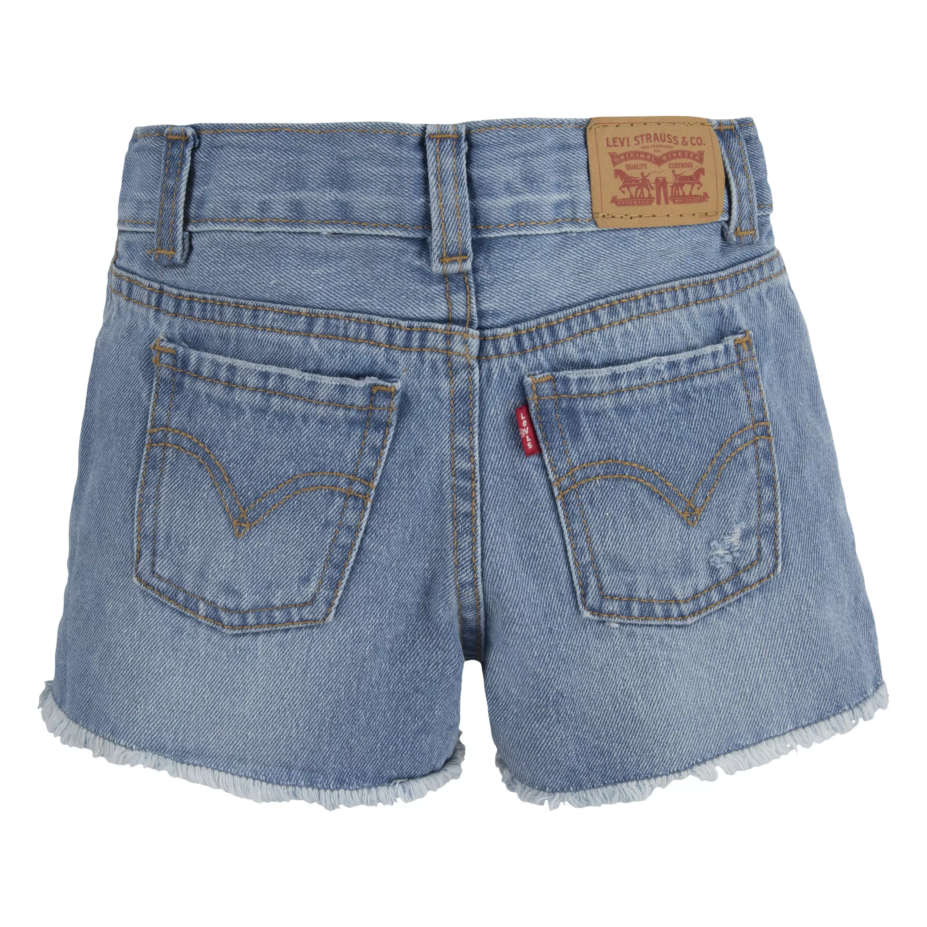 Levi's Toddler Girls' Girlfriend Fit Light Wash Distressed Denim Shorty Shorts - AS SHOWN