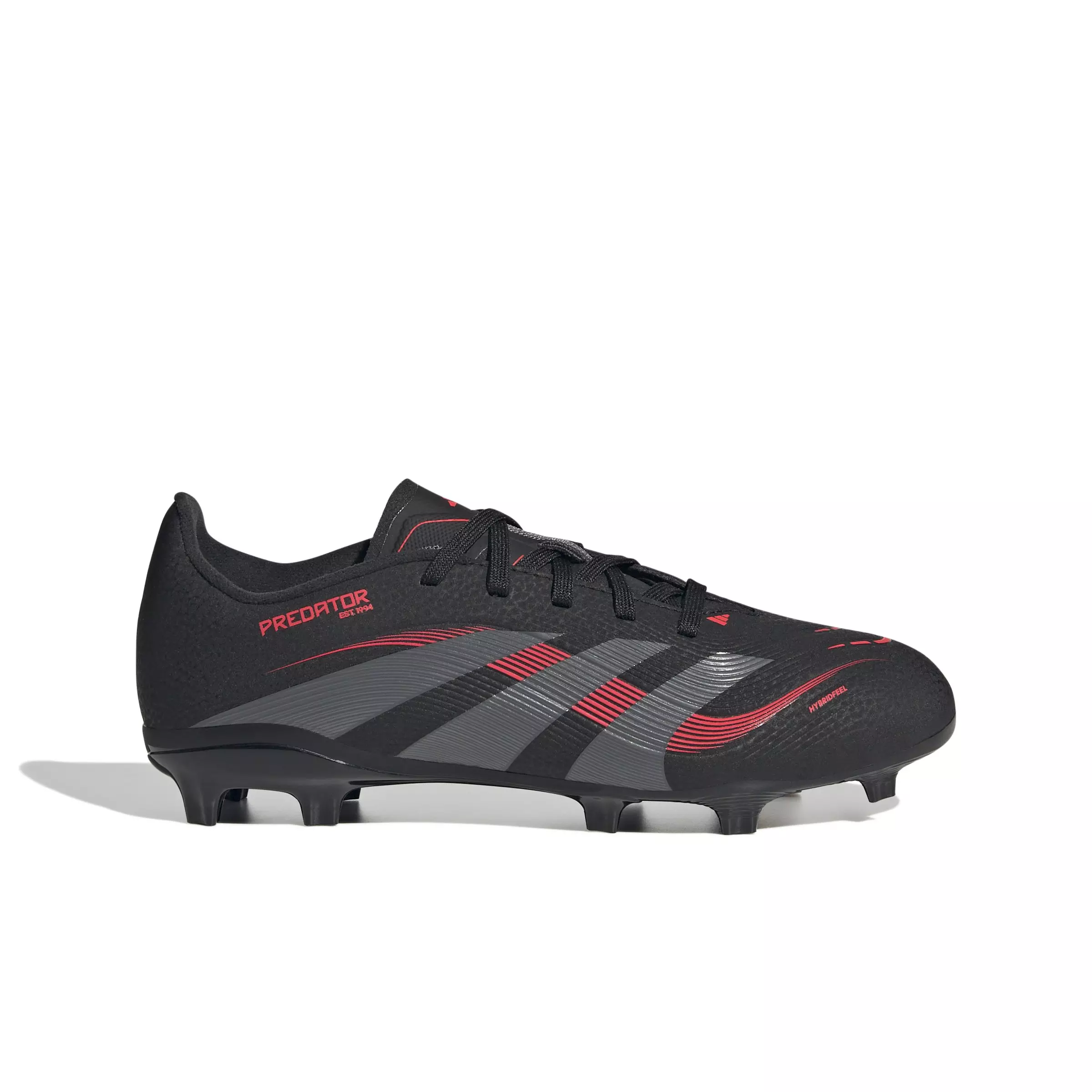 adidas Predator League Firm/MG "Core Black/Grey Four/Lucid Red" Grade School Kids' Soccer Cleat - BLACK/GREY/RED
