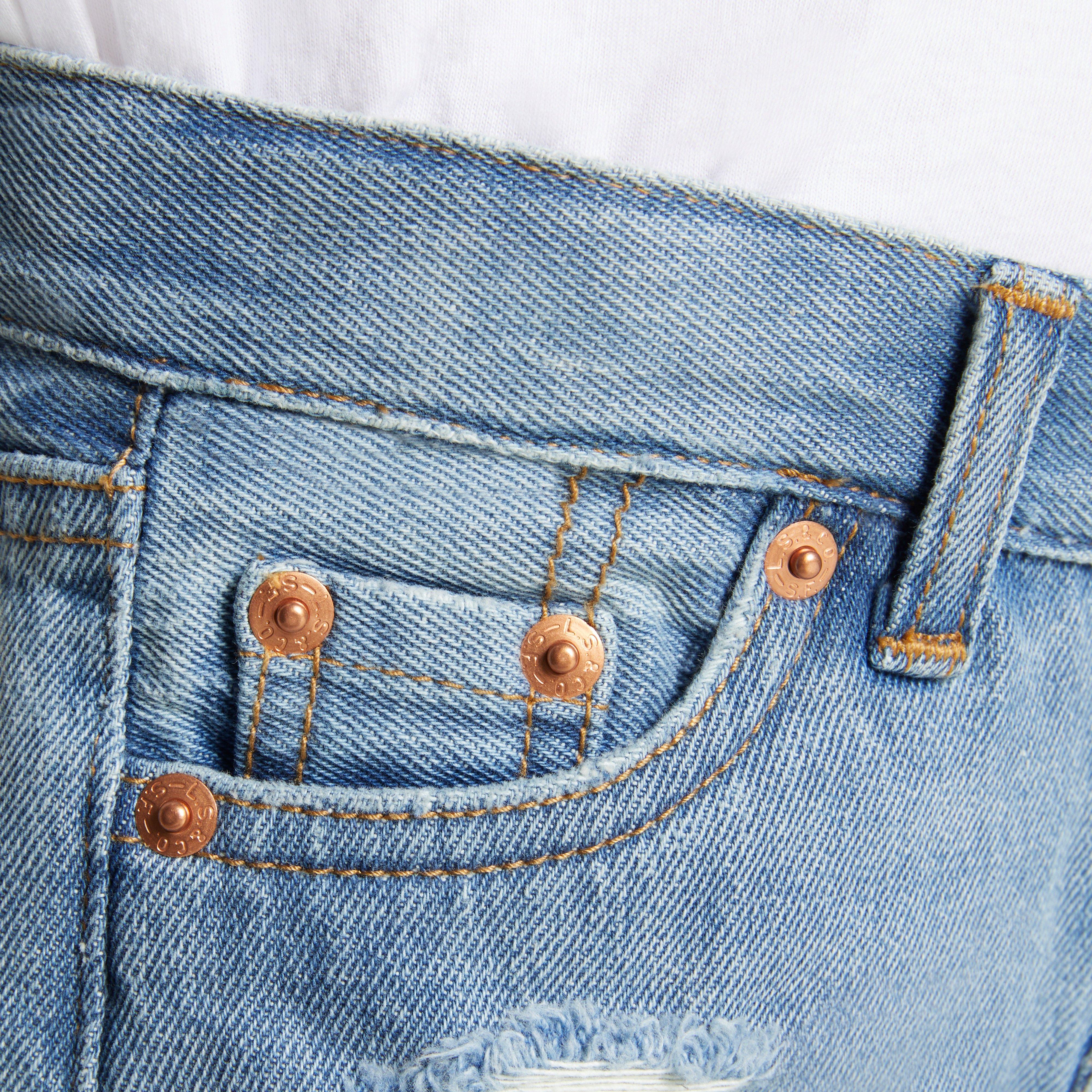 Levi's Girlfriend Fit Distressed Little Girls' Light Wash Denim Shorty Shorts