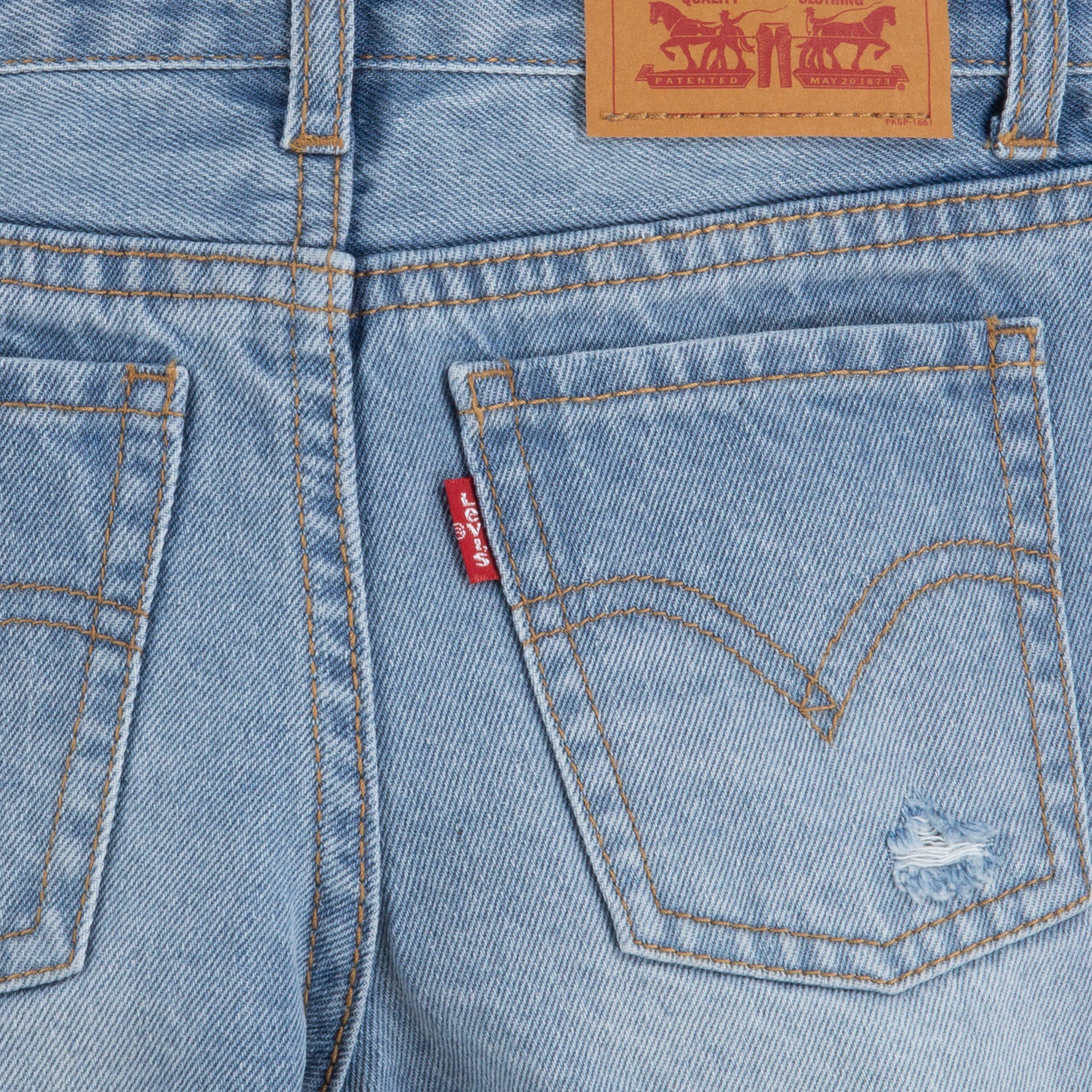 Levi's Girlfriend Fit Distressed Little Girls' Light Wash Denim Shorty Shorts