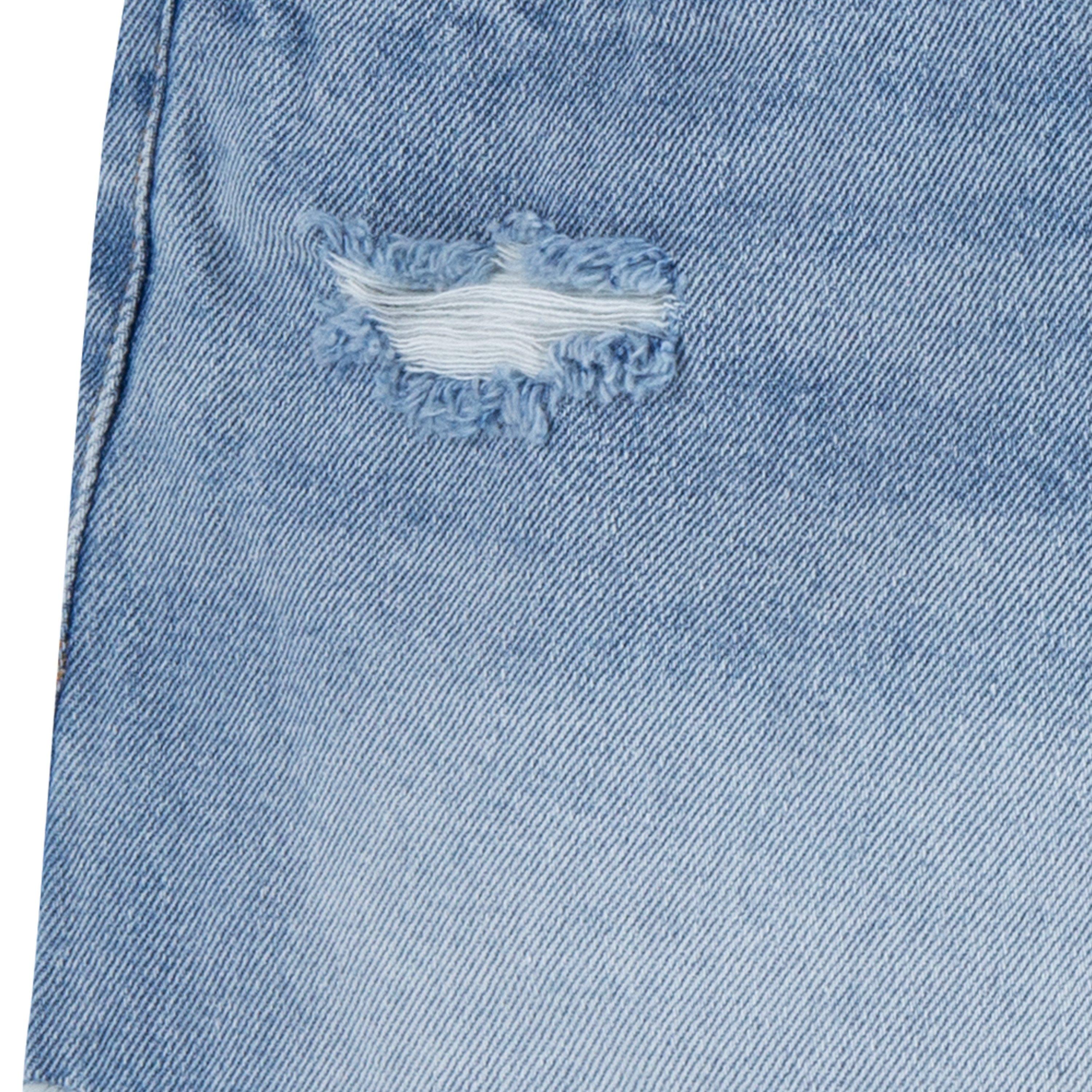 Levi's Girlfriend Fit Distressed Big Girls' Light Wash Denim Shorty Shorts