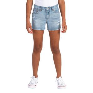 Levi's Big Girls' Girlfriend Fit Light Wash Distressed Denim Shorty Shorts